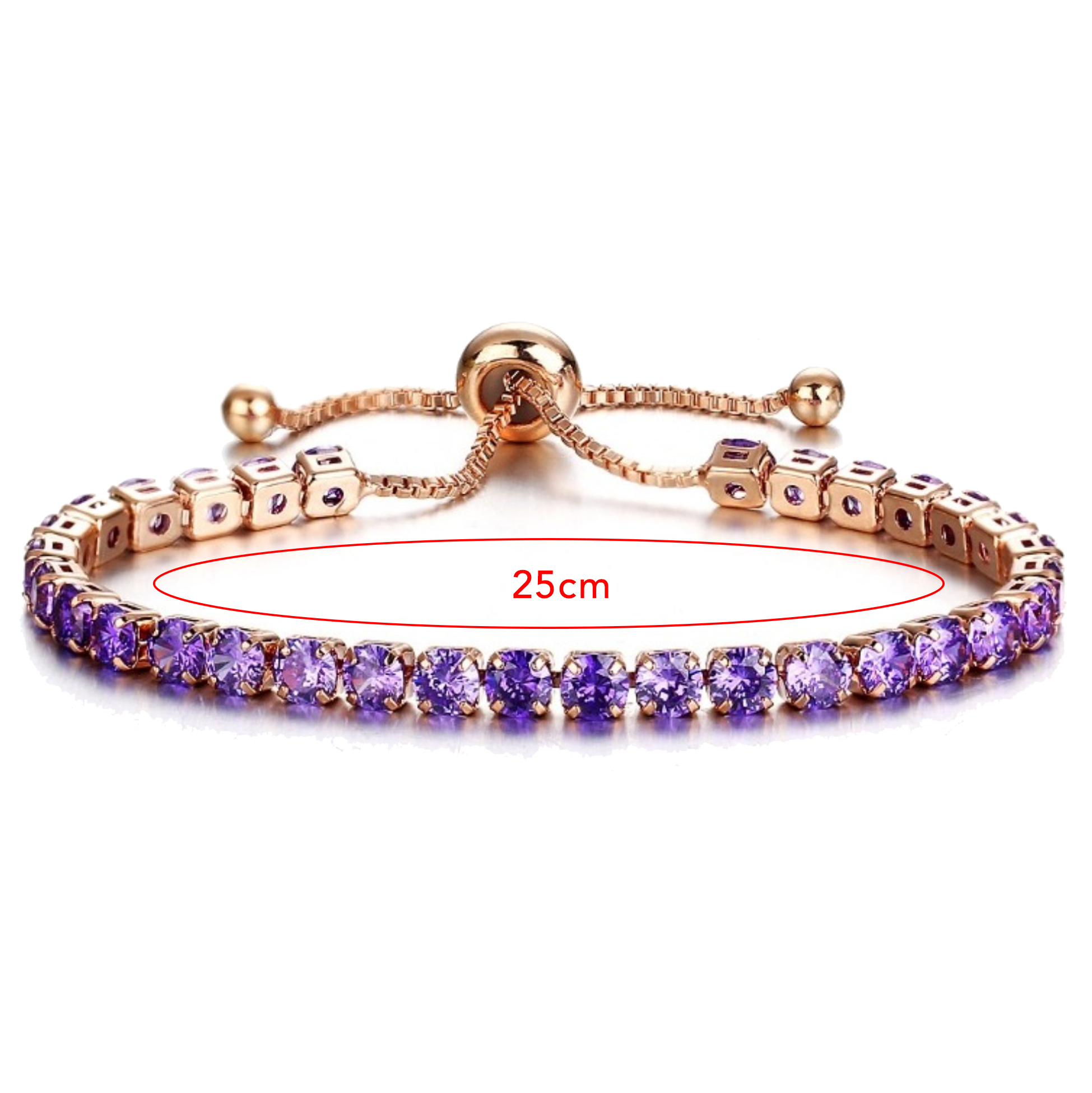 Adjustable Rose Gold Plated Amethyst Tennis Bracelet for Women