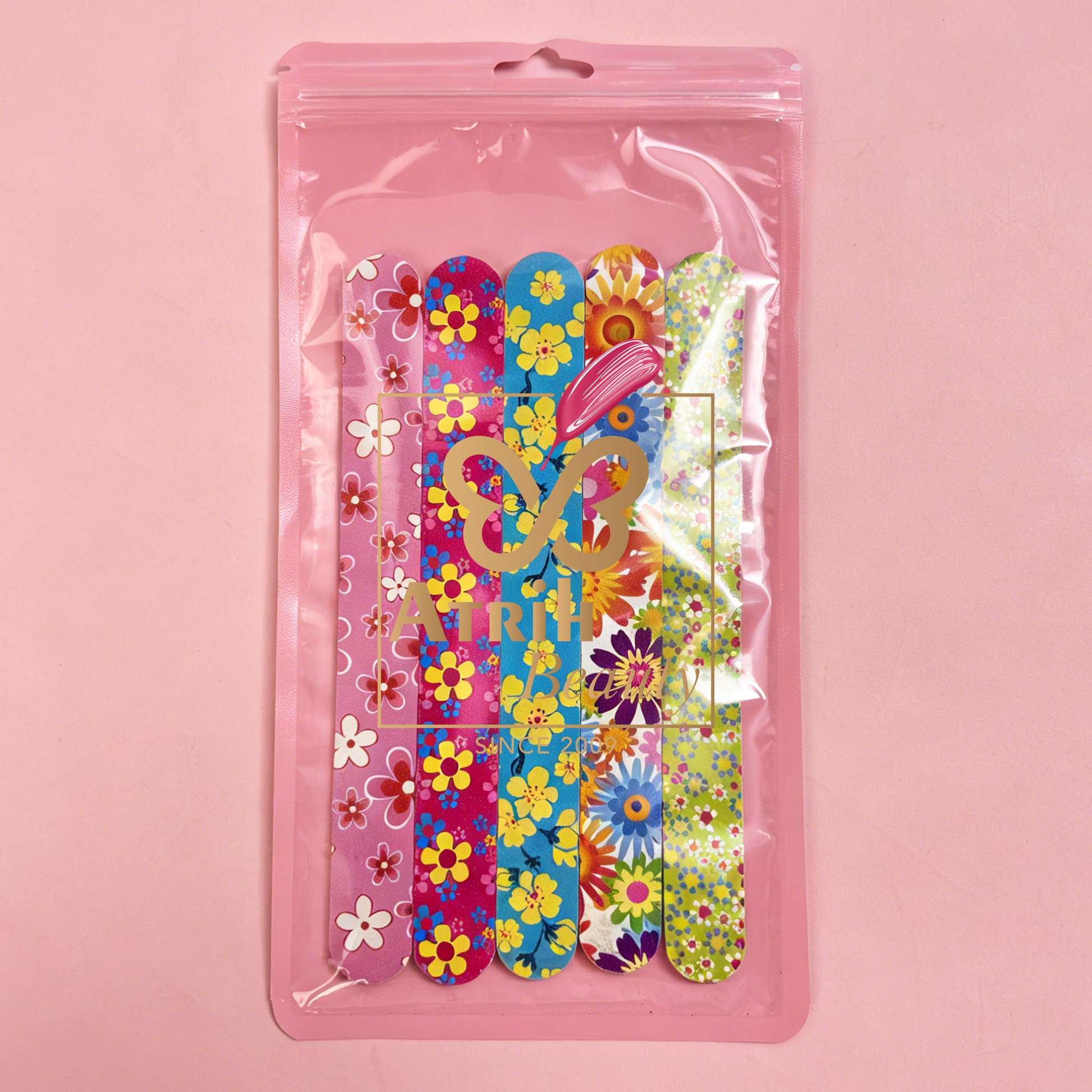 Set of 5 Colorful Floral Nail File
