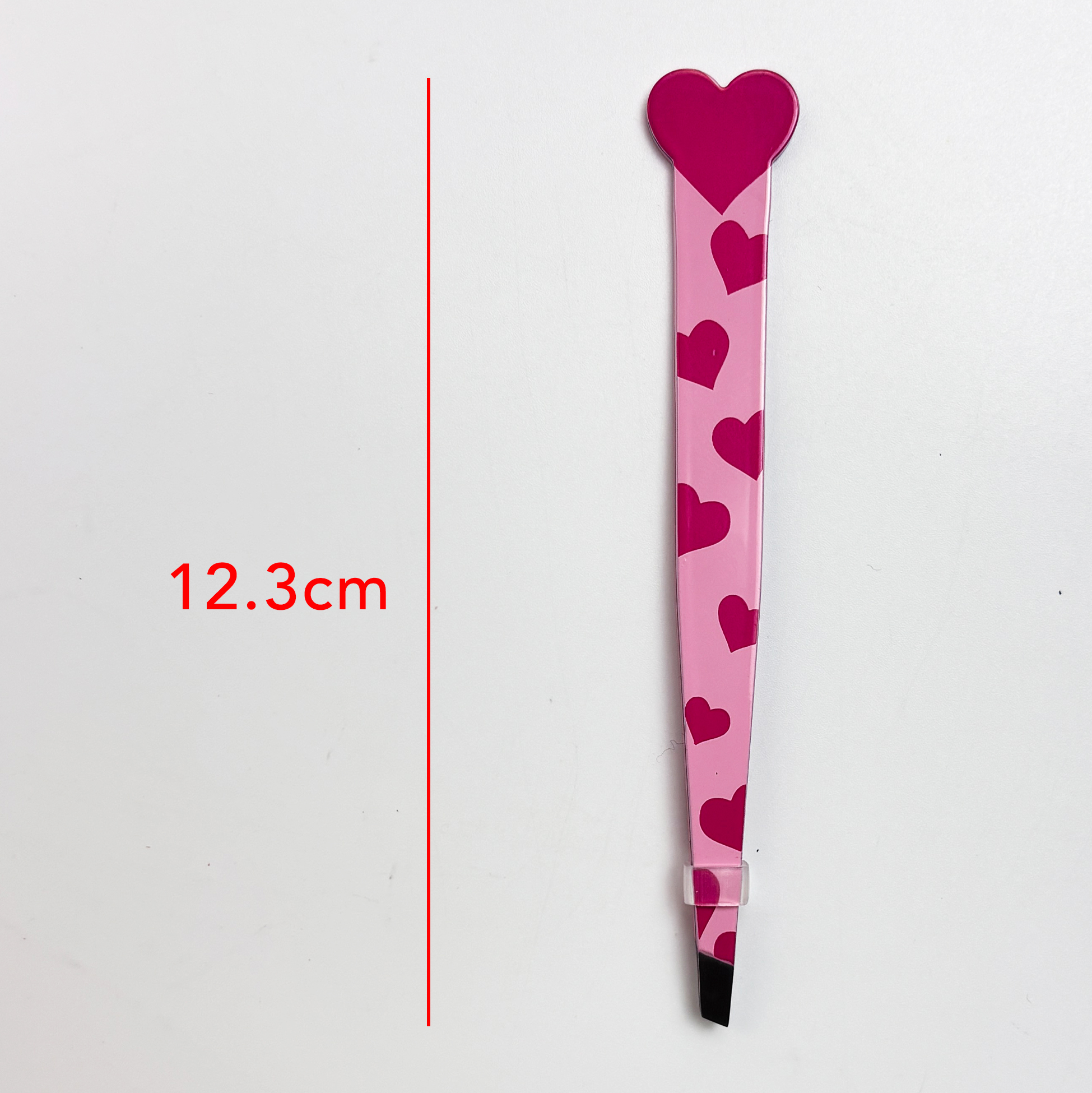 Heart Pattern Slant Tweezer Pink Eyebrow Tweezer