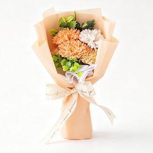 Peach Orange Artificial Carnation Flower Bouquet with Gift Box