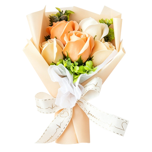 Champagne Artificial Rose Flower Bouquet with Gift Box