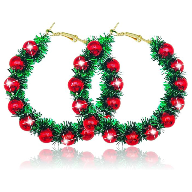 Christmas Wreath Hoop Earrings