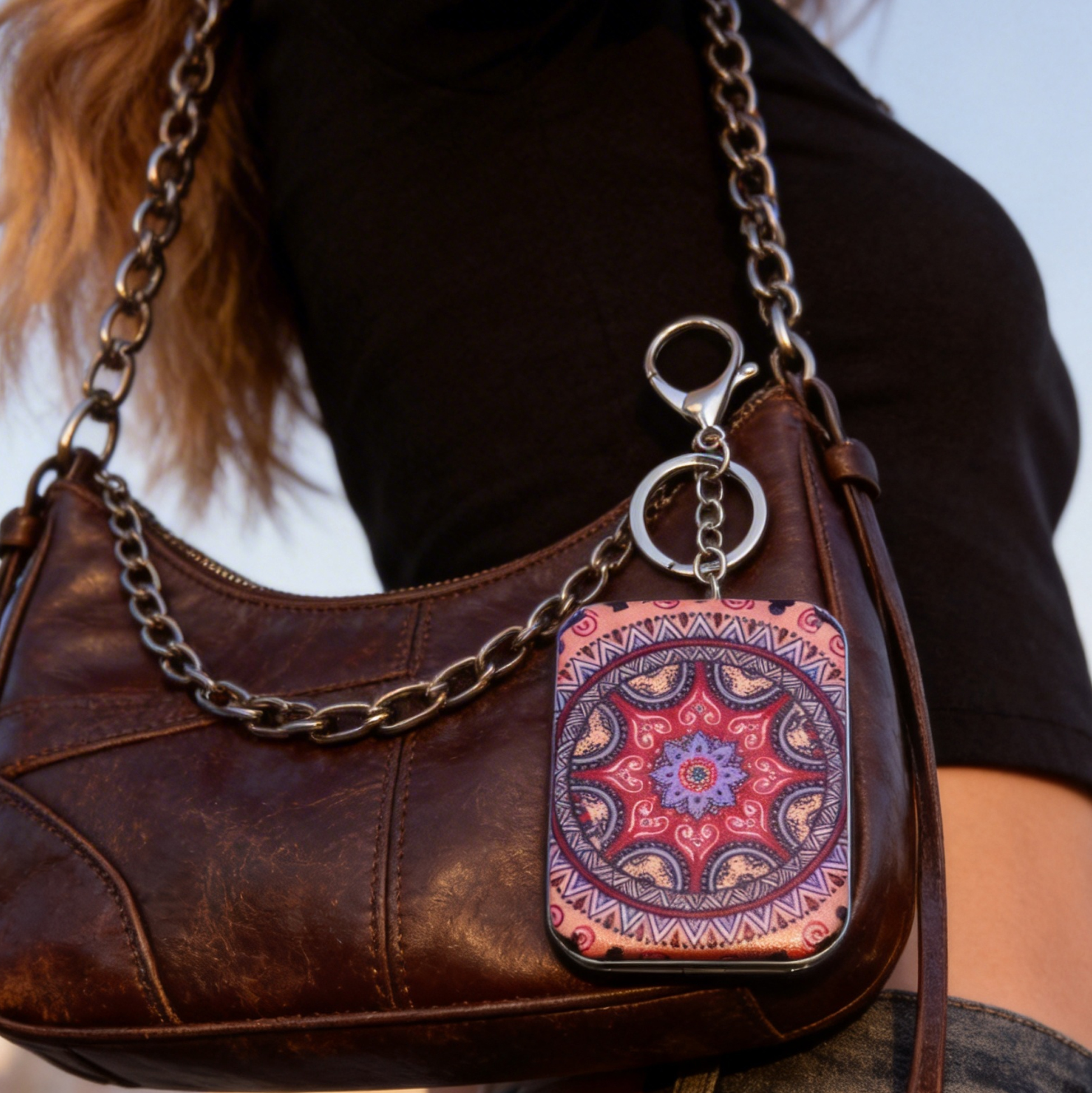 Mandala Print Rectangular Compact Mirror