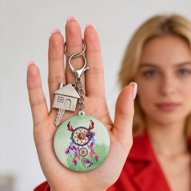 Green Watercolor Dreamcatcher Compact Mirror