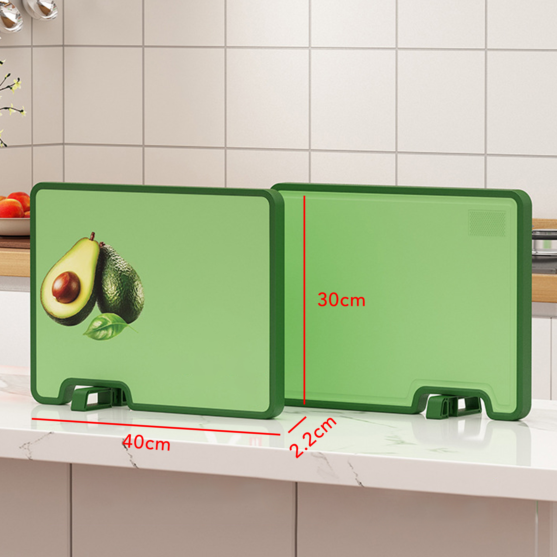 Avocado Print Cutting Board with Knife Sharpener & Vertical Stand