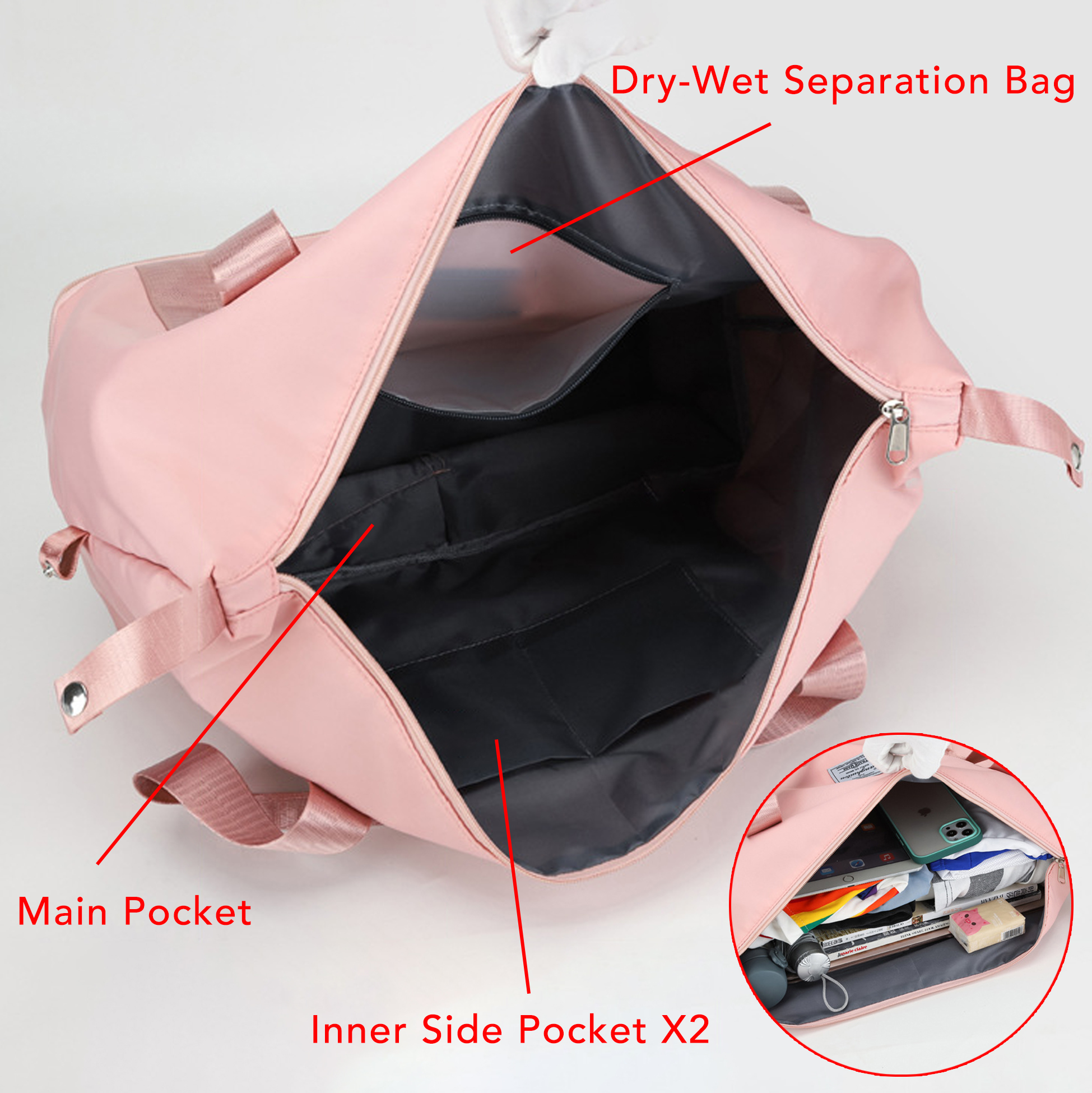 Expandable Travel Tote Bag Waterproof Weekender Overnight Carry On Bag