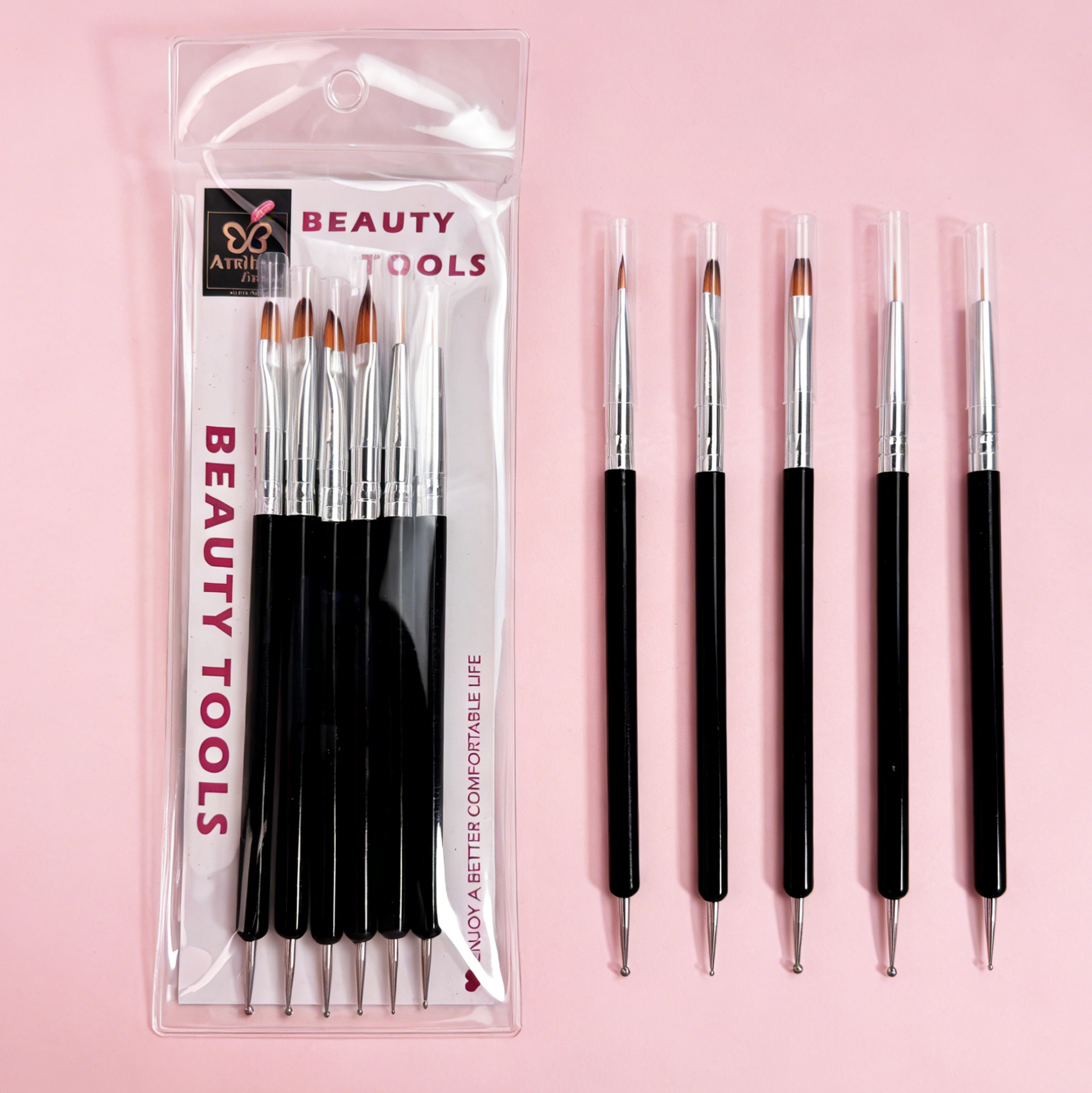 6 Pcs Dual-Ended Nail Art Brush Set