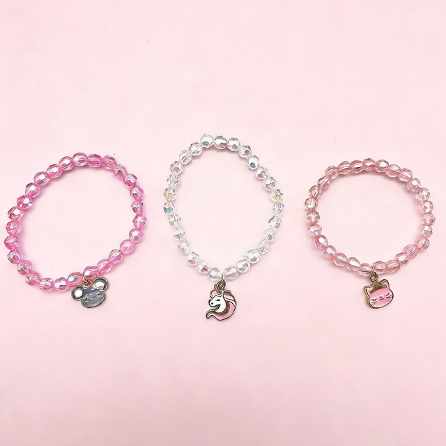 3Pcs Cute Animal Beaded Bracelets for Girls