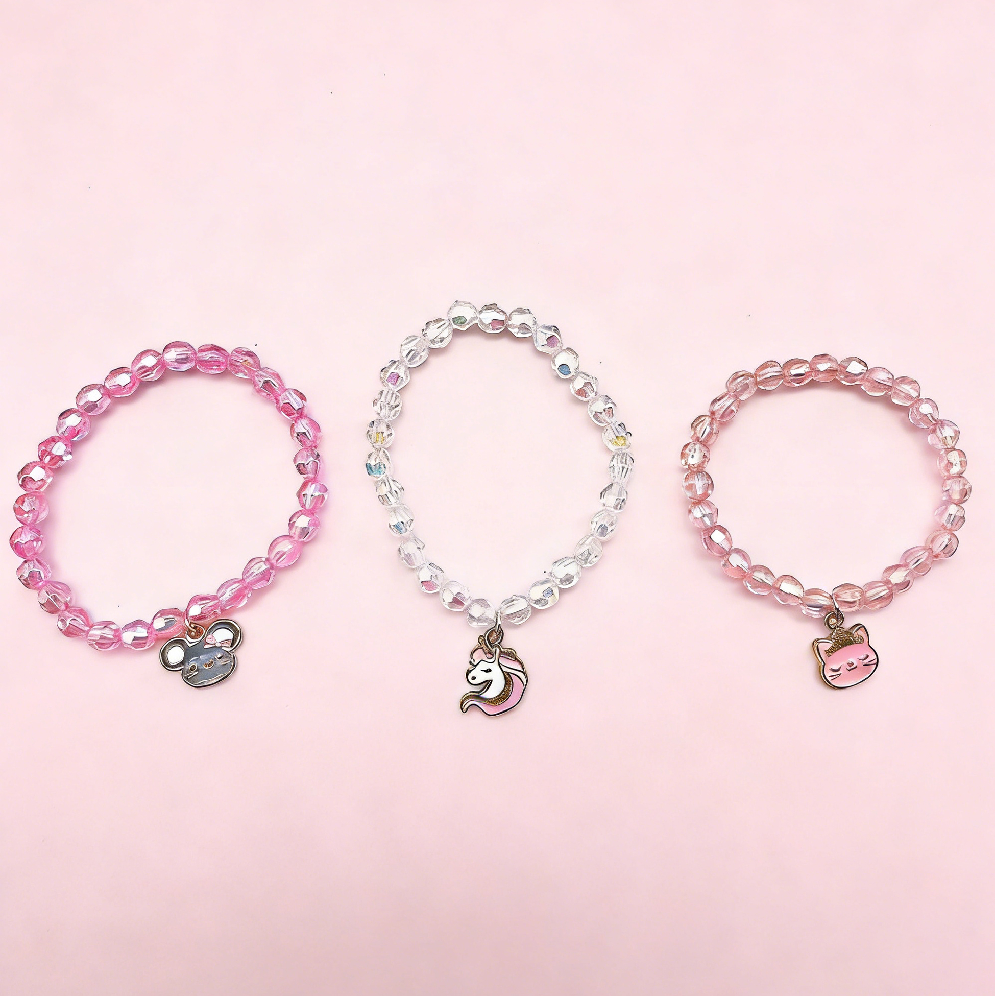 3Pcs Cute Animal Beaded Bracelets for Girls