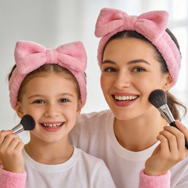 Set of 4 Pink Bow Spa Headband Set