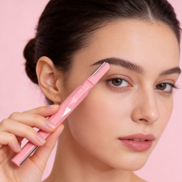 Double-Ended Diamond Texture Eyebrow Razor for Women