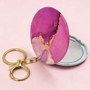 Pink & Purple Marble Print Compact Mirror