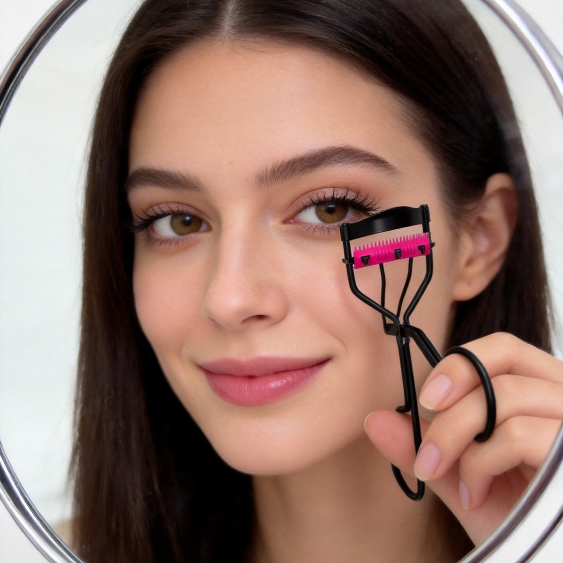 Black Lash Curler with Pink Comb