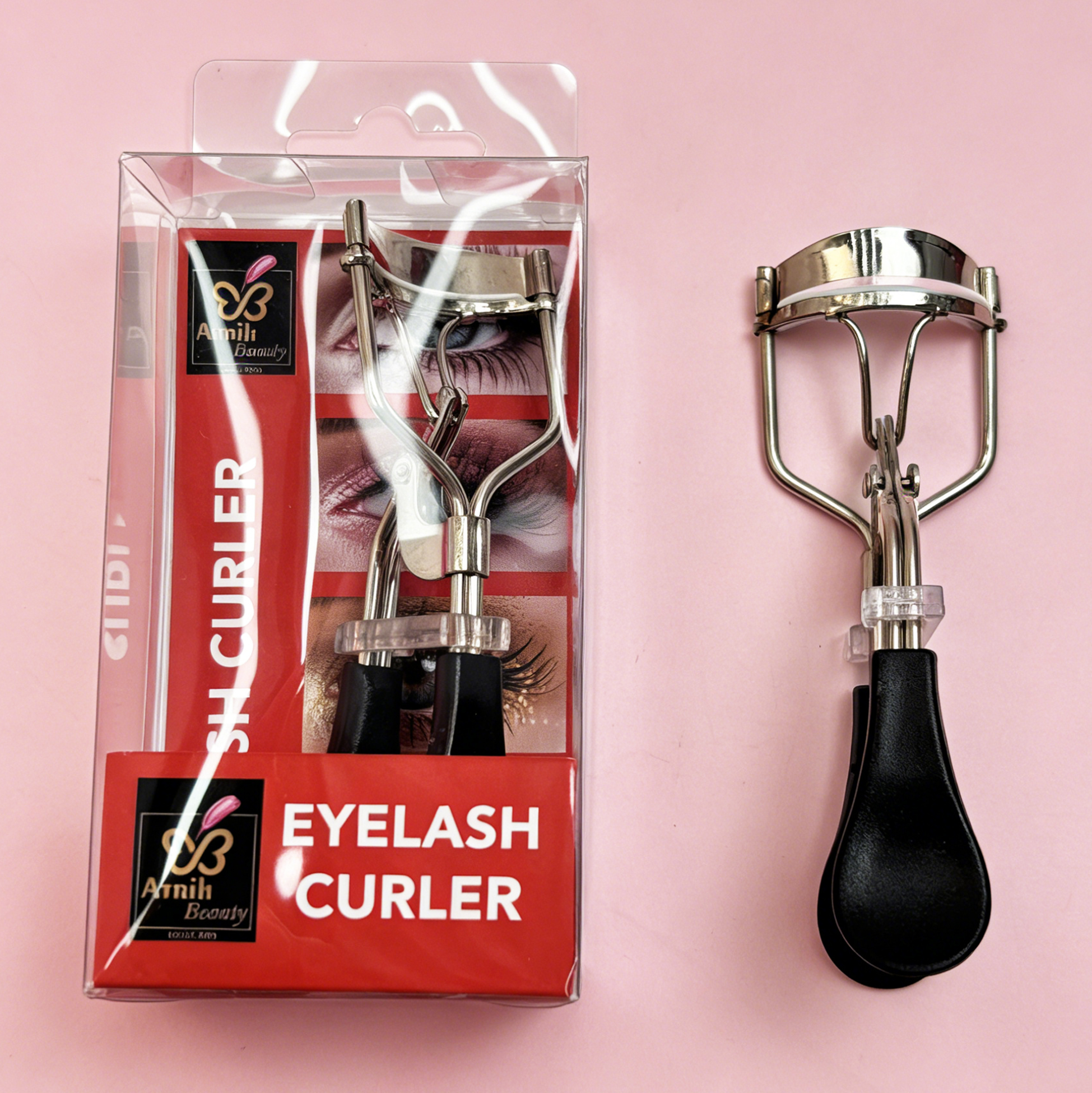 Silver Eyelash Curler with Black Handle
