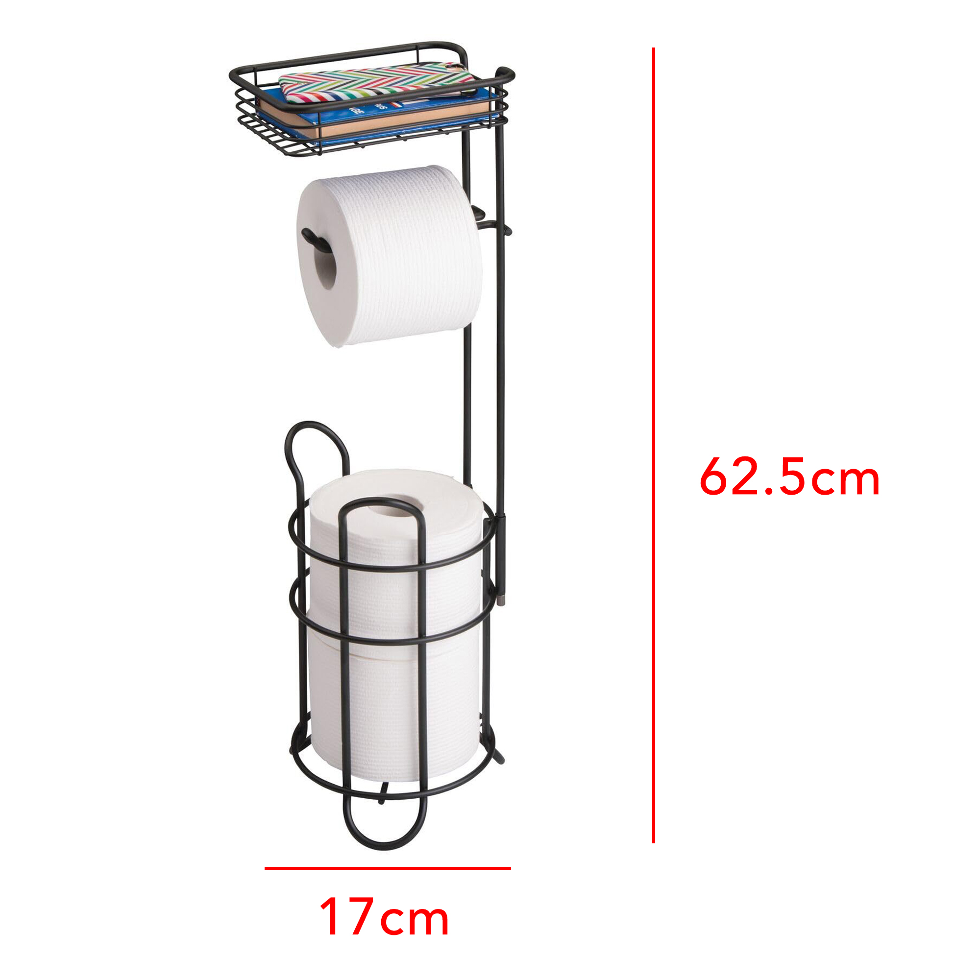 Bathroom Toilet Paper Holder Stand with Storage Basket