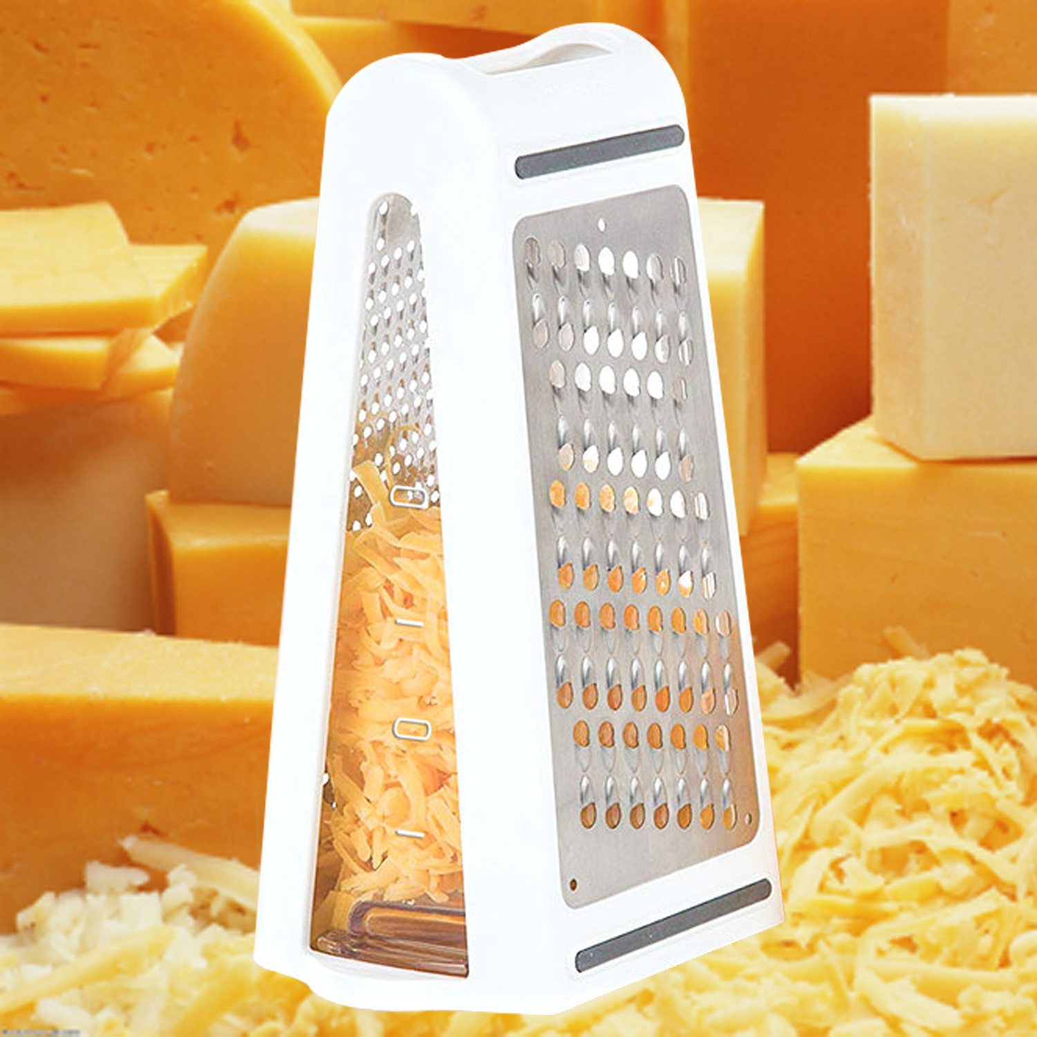 Cheese Grater Box - 2-Sided Stainless Steel Cutter and Shredder Tools