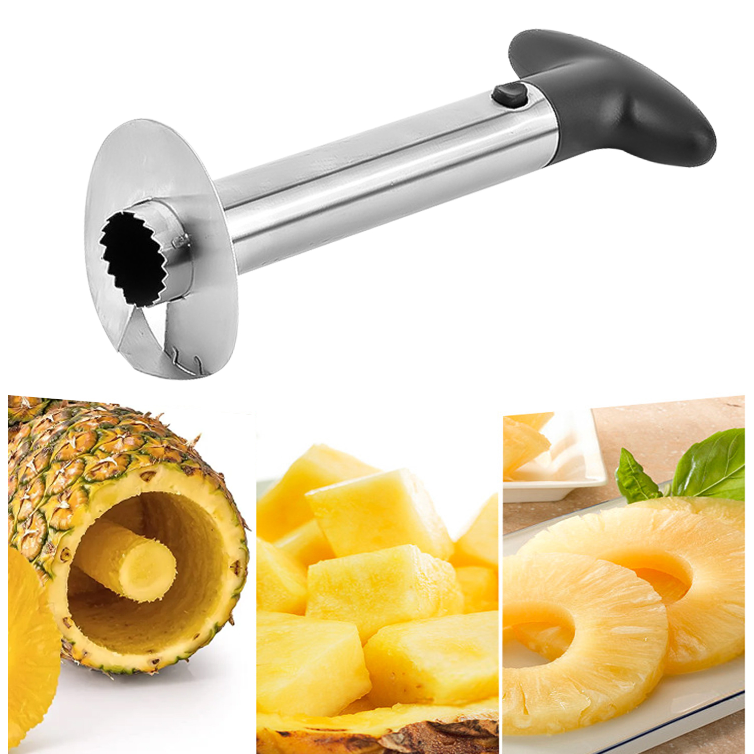 Pineapple Corer Slicer Cutter Stainless Steel, Fruit Pineapple Corer Slicer Cutter Peeler, Stainless Steel Kitchen Tools, Kitchen Easy Fruit Cutter Gadget 