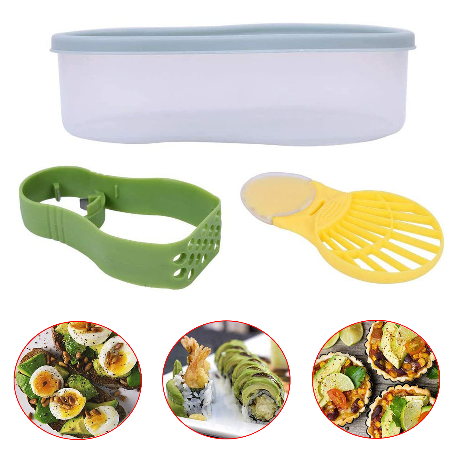 3 in 1 Avocado Keeper Storage Container Avocado Tool Avocado Slicer Corer Butter Peeler Separator 