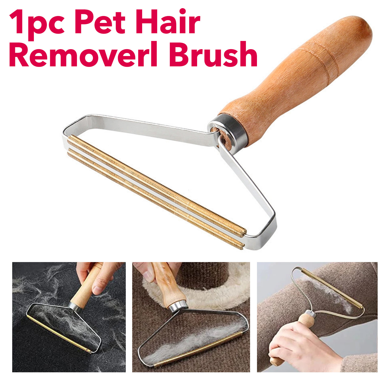 1 Pieces Pet Hair Remover Brush For Dog & Cat Dog Hair Removal Brush With Wood Handle For Clothes and Blankets