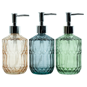 330ml Clear Glass Soap Dispenser with Silver Pump