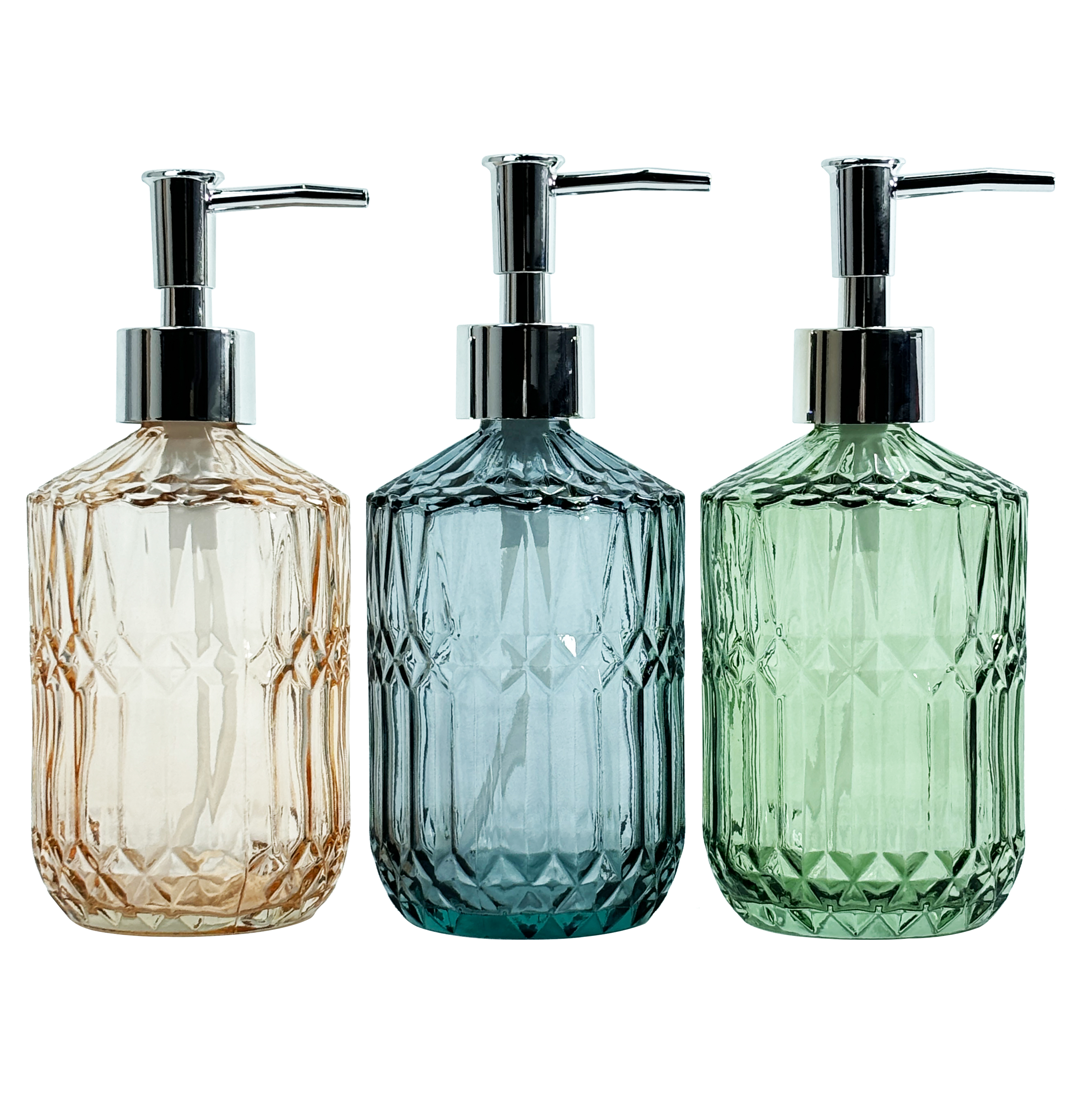 330ml Clear Glass Soap Dispenser with Silver Pump