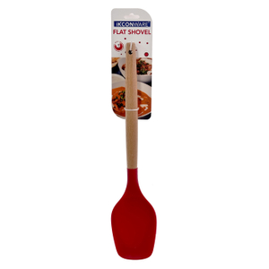 Non-Stick Wooden Handle Silicone Flat Spoon