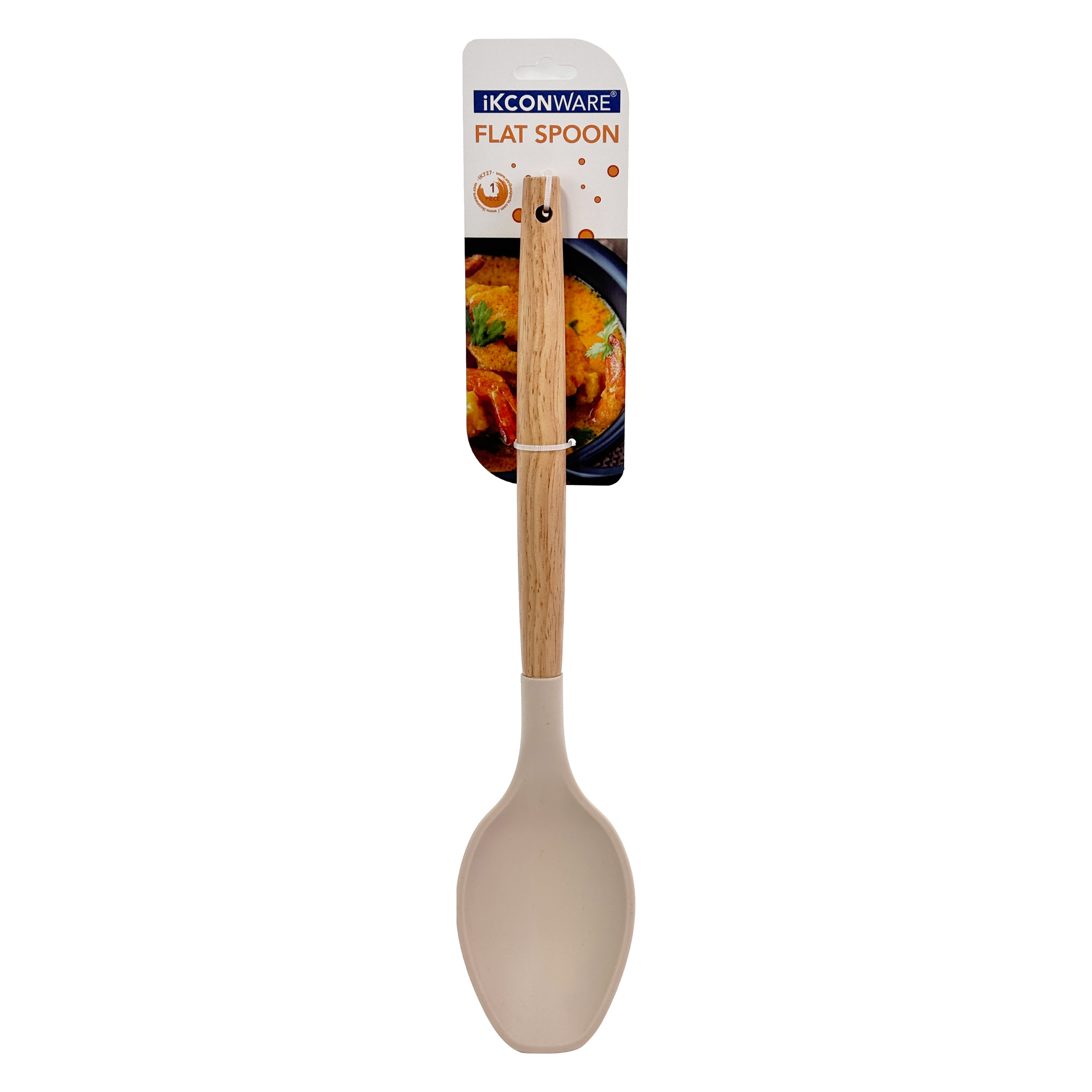 Wooden Handle Silicone Flat Serving Spoon