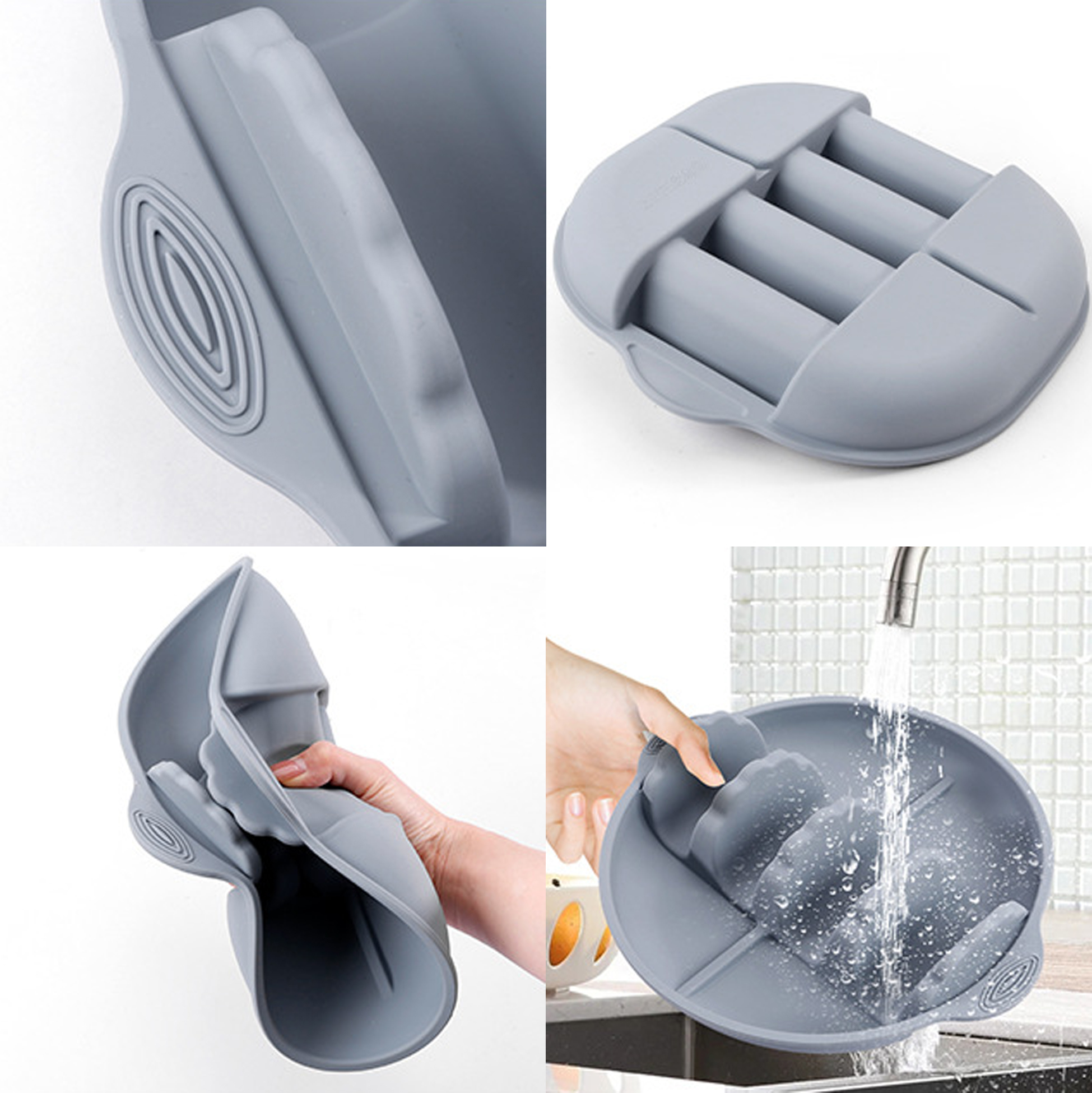 Silicone Taco Holder Tray, 4-Slot Taco Stand with Divided Sauce Area, BPA Free Non-Slip Reusable Plate