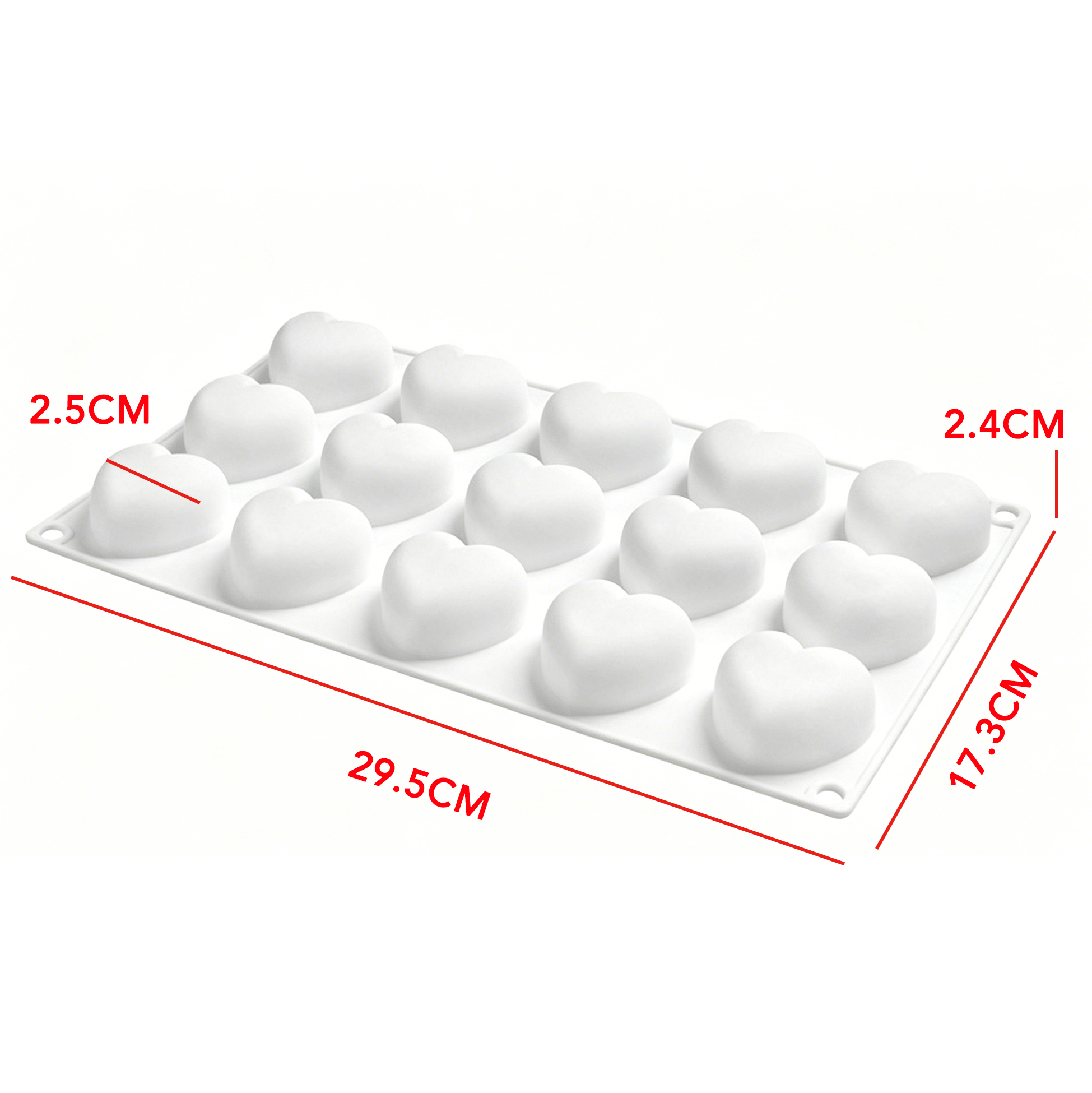 15 Cavity 3D Heart Silicone Mold, Food Grade Nonstick Baking Tray