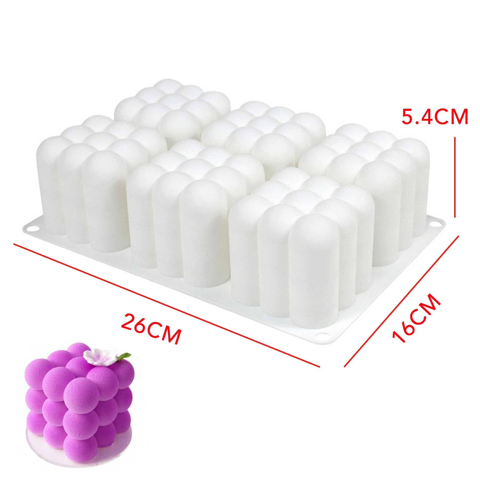 6 Cavity 3D Bubble Cube Silicone Mold, Food Grade Nonstick Baking Tray