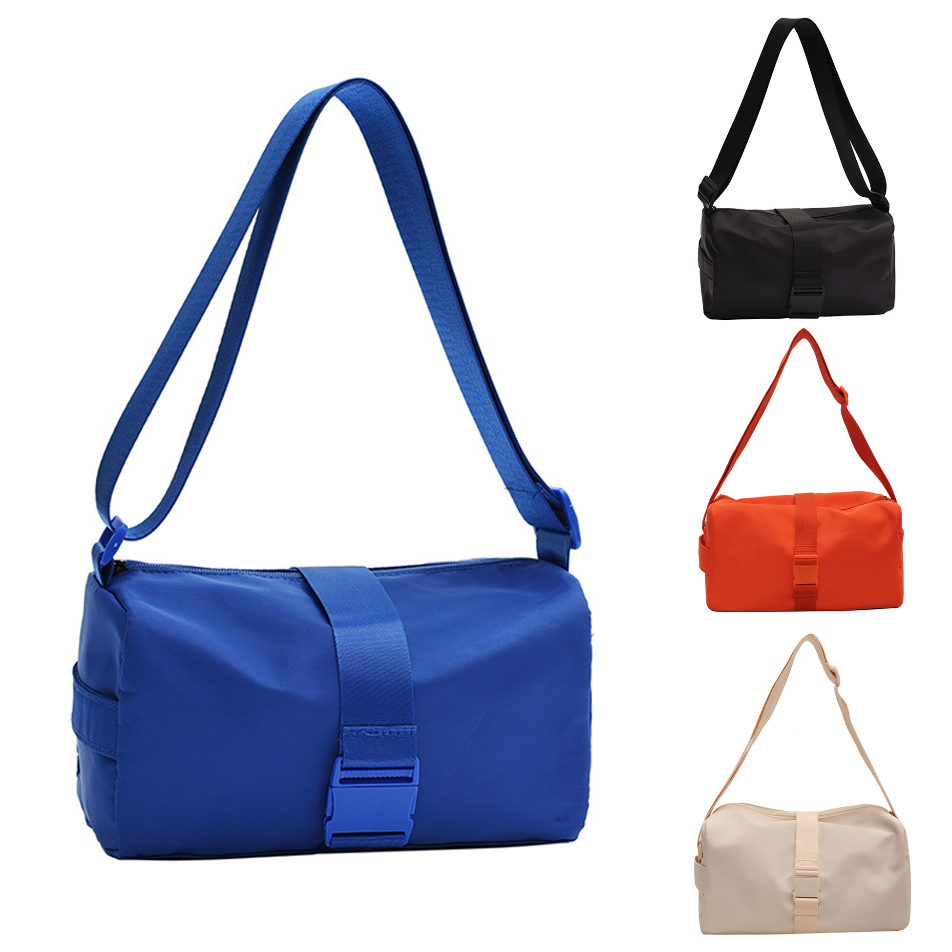 Waterproof Nylon Crossbody Bag, Mini Barrel Shoulder Bag, Lightweight Sporty Sling Purse