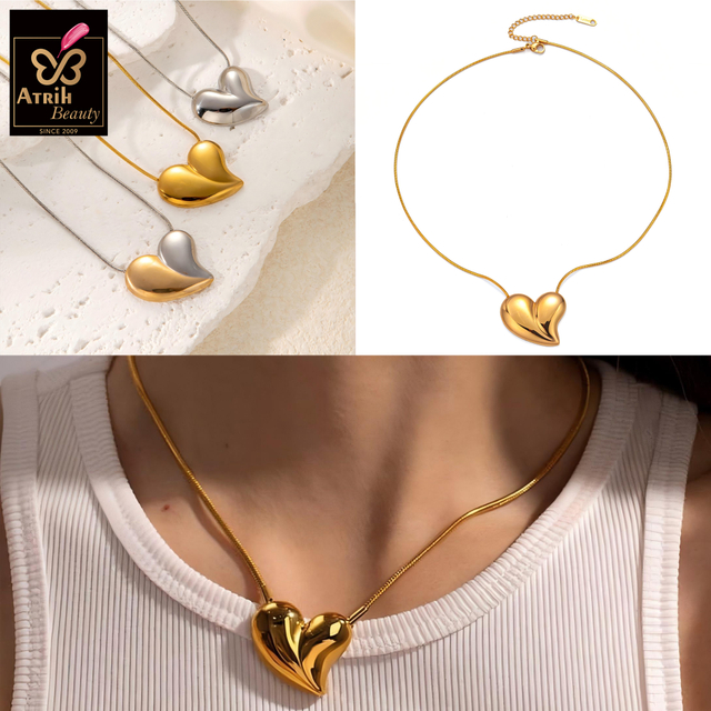 Golden Heart Shaped Pendant Necklace