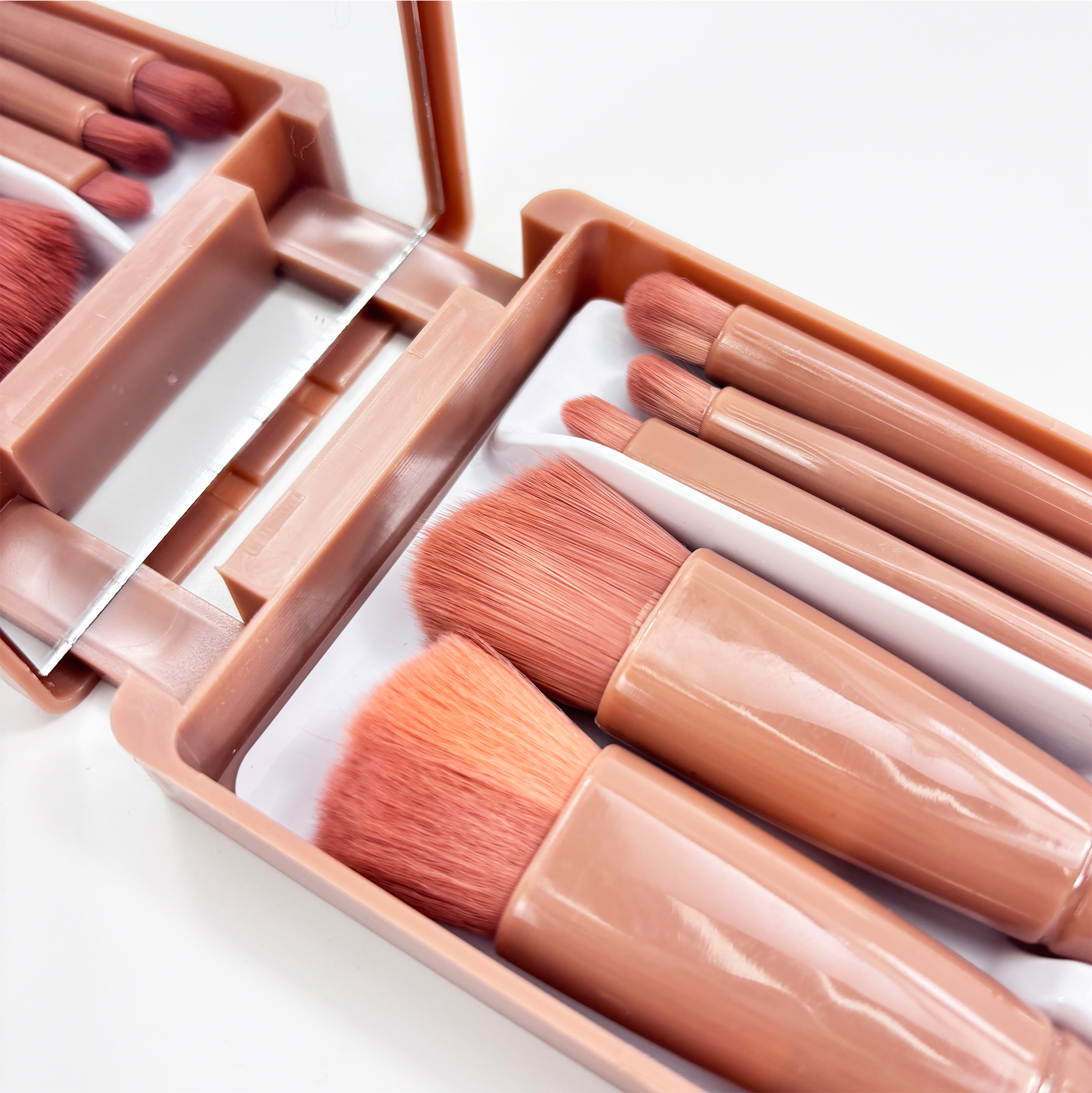 Pink Makeup Brush Set with Portable Case And Mirror