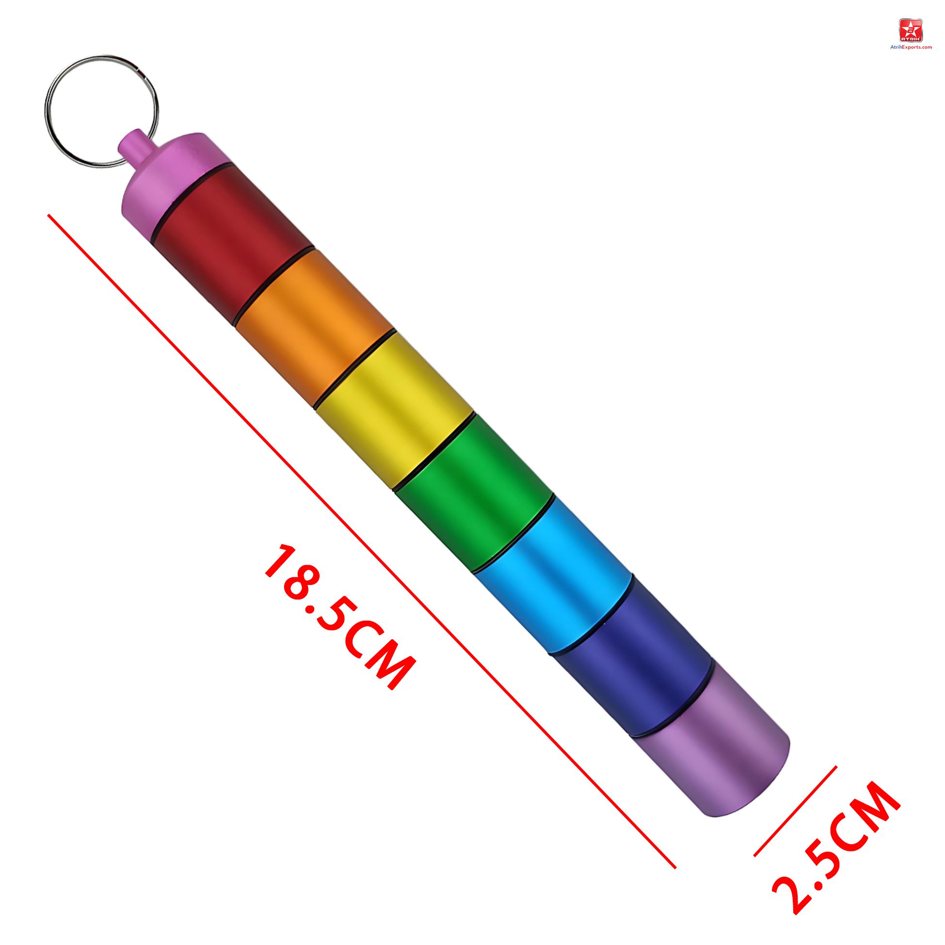 Rainbow Colored Pill Organizer Keychain