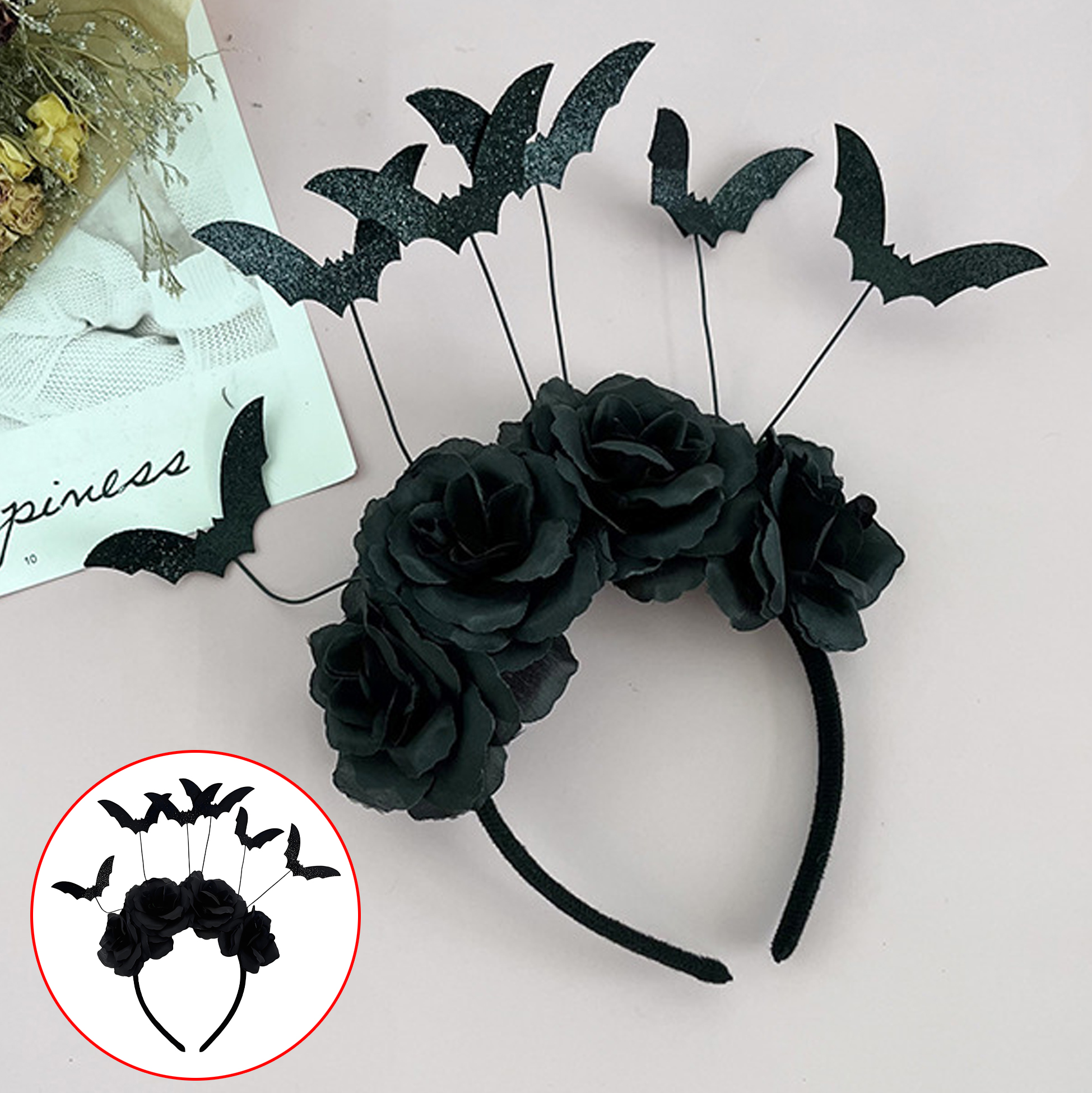Dead Day Halloween Bat Design Headband Festive Flower Hairband for Costumes And Party Decorations