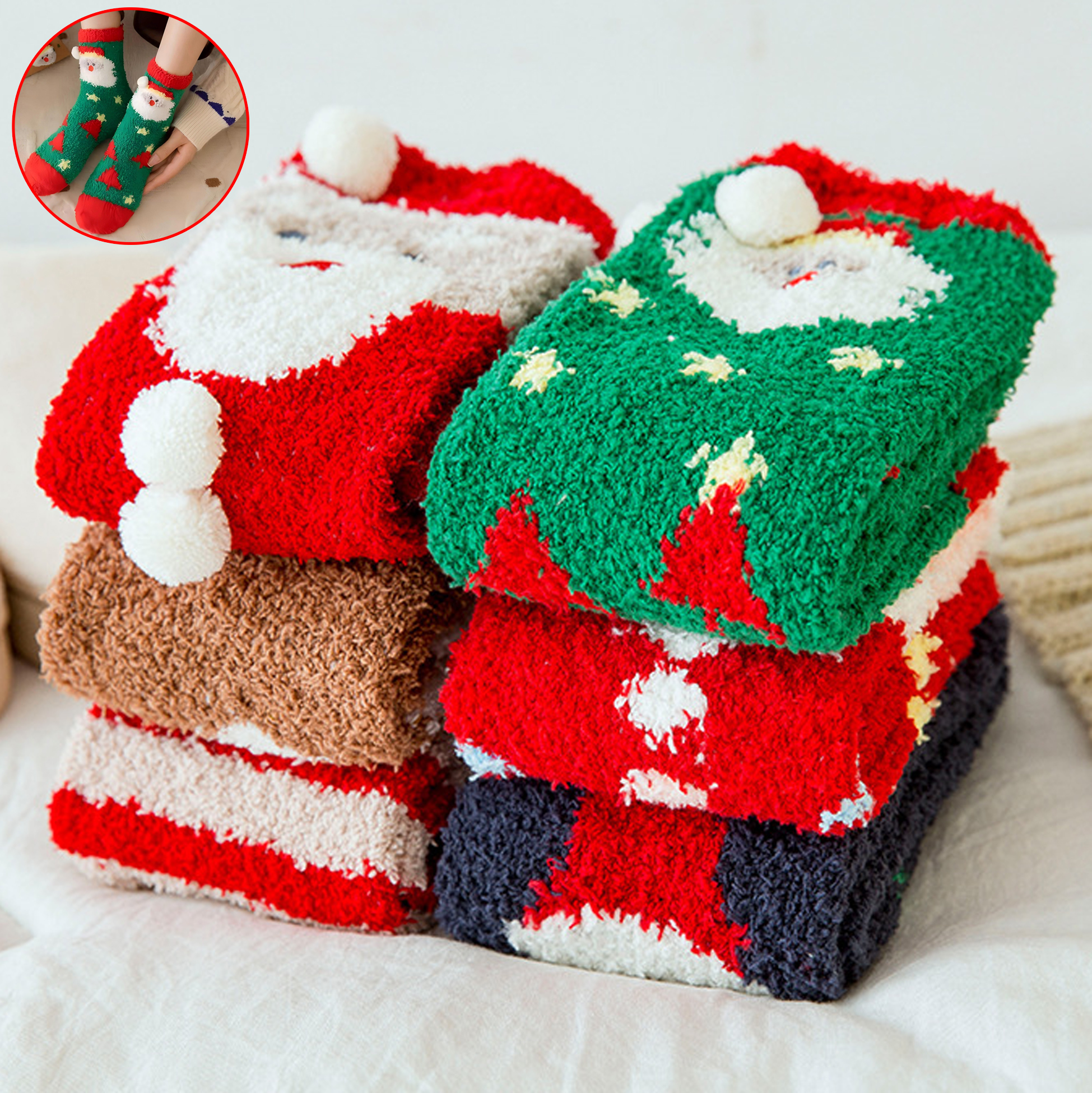 Christmas Themed Fuzzy Socks