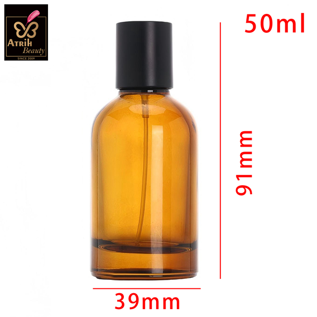 50ml Amber Glass Perfume Bottle with Black Cap