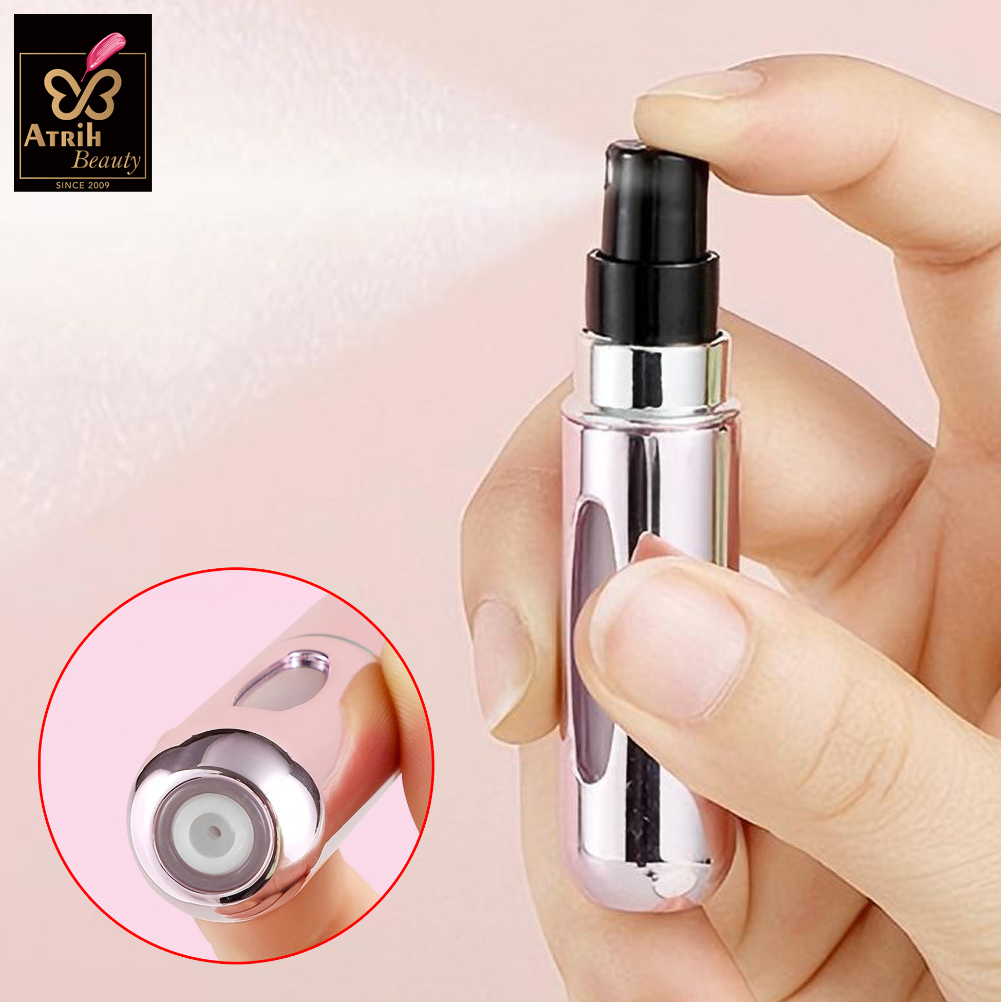 5ml Gold Colored Perfume Atomizer with Black Nozzle