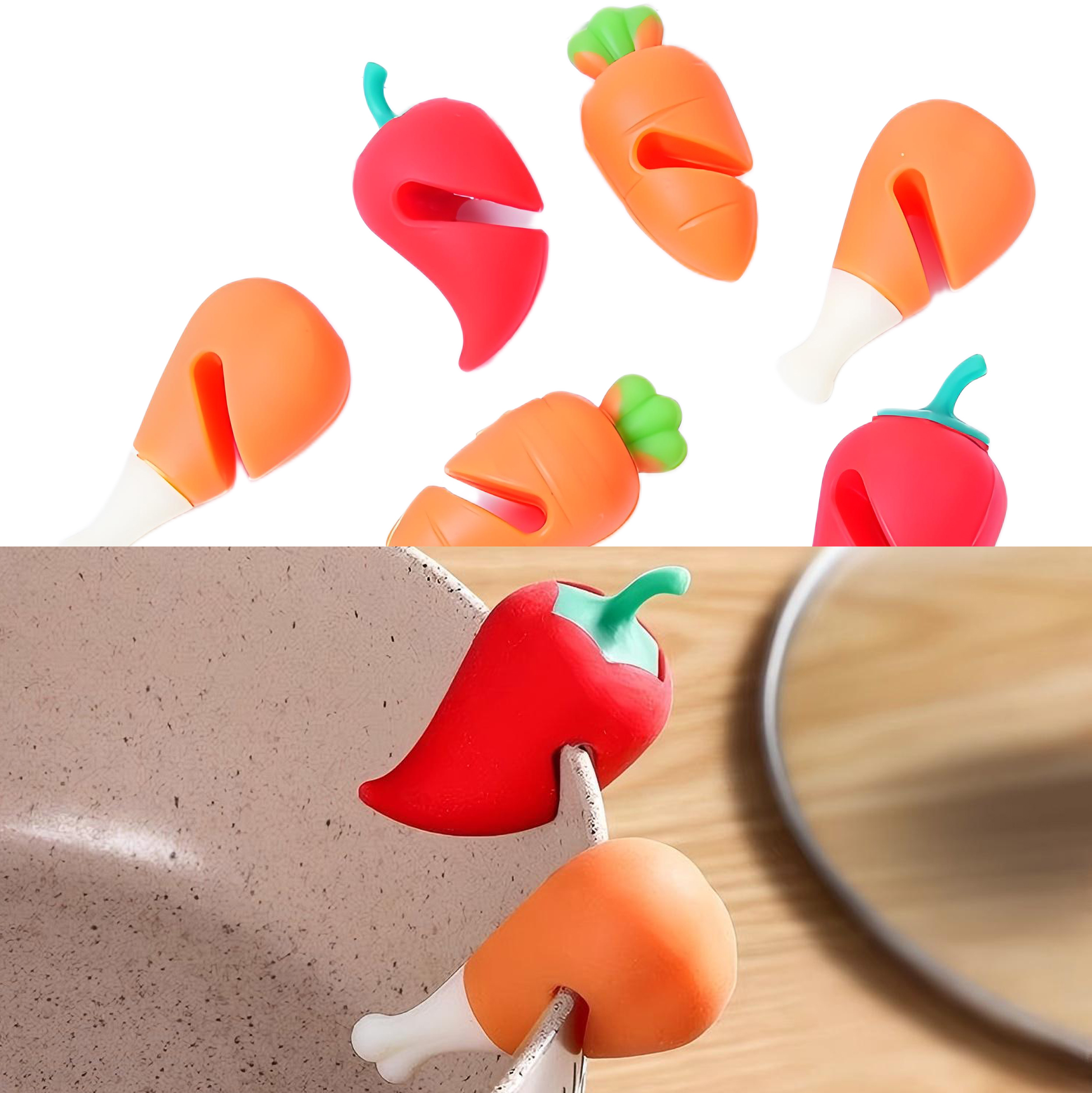 3 Pcs Cute Vegetable Shaped Silicone Pot Lid Holders