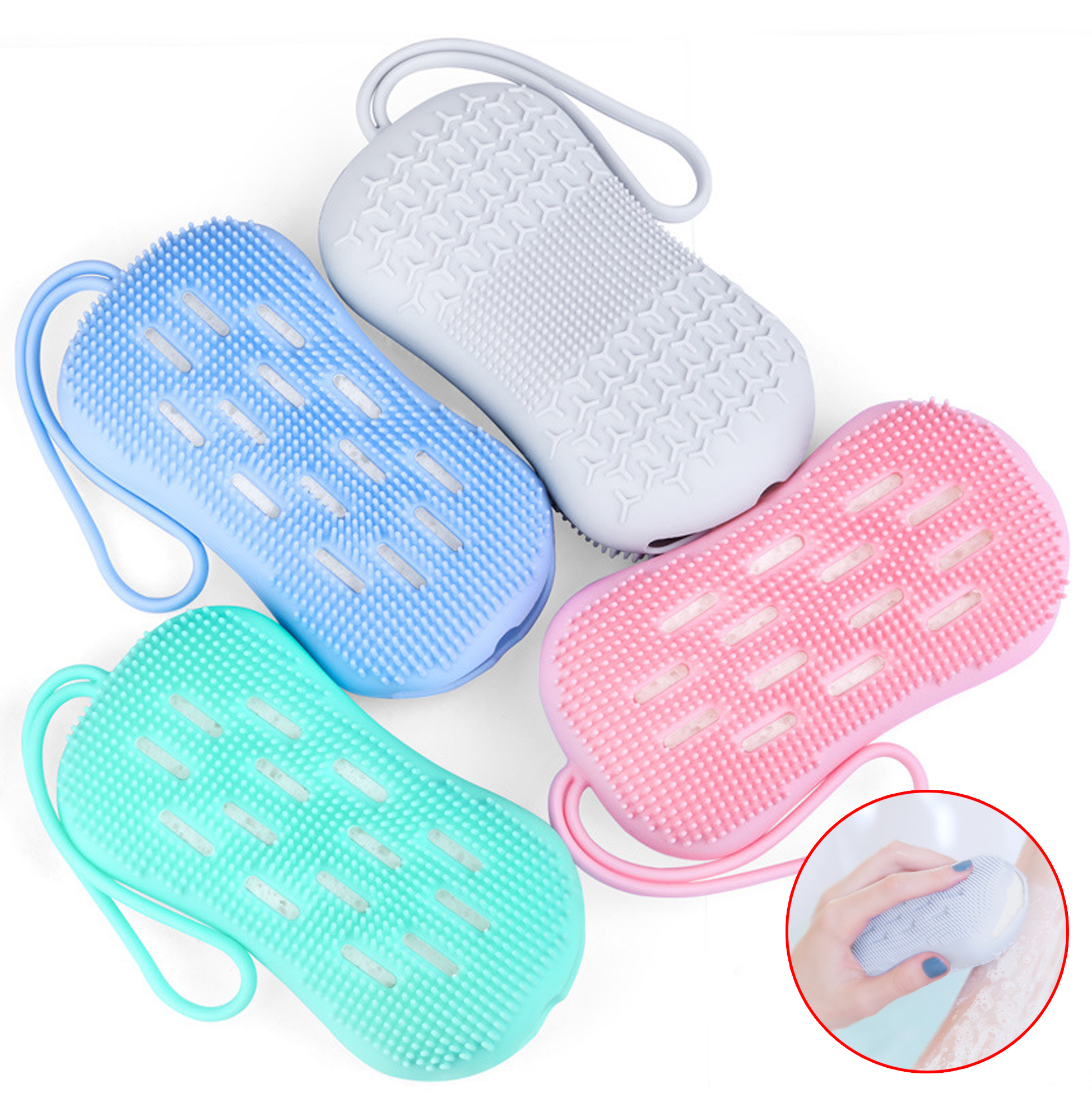 Pink Silicone Body Exfoliating And Cleaning Brush