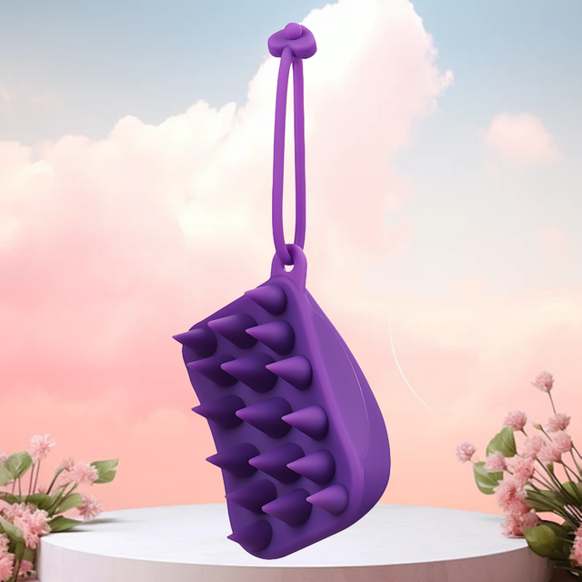 Purple Silicone Hair Grooming And Massage Brush