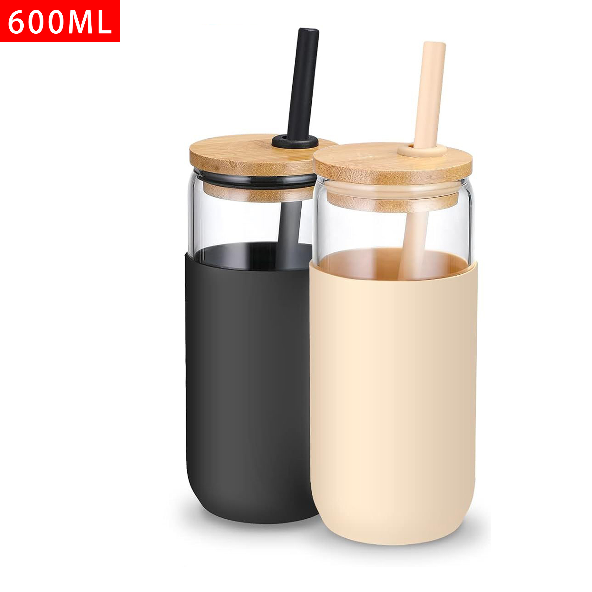 Glass Tumbler with Bamboo Lid and Silicone Sleeve