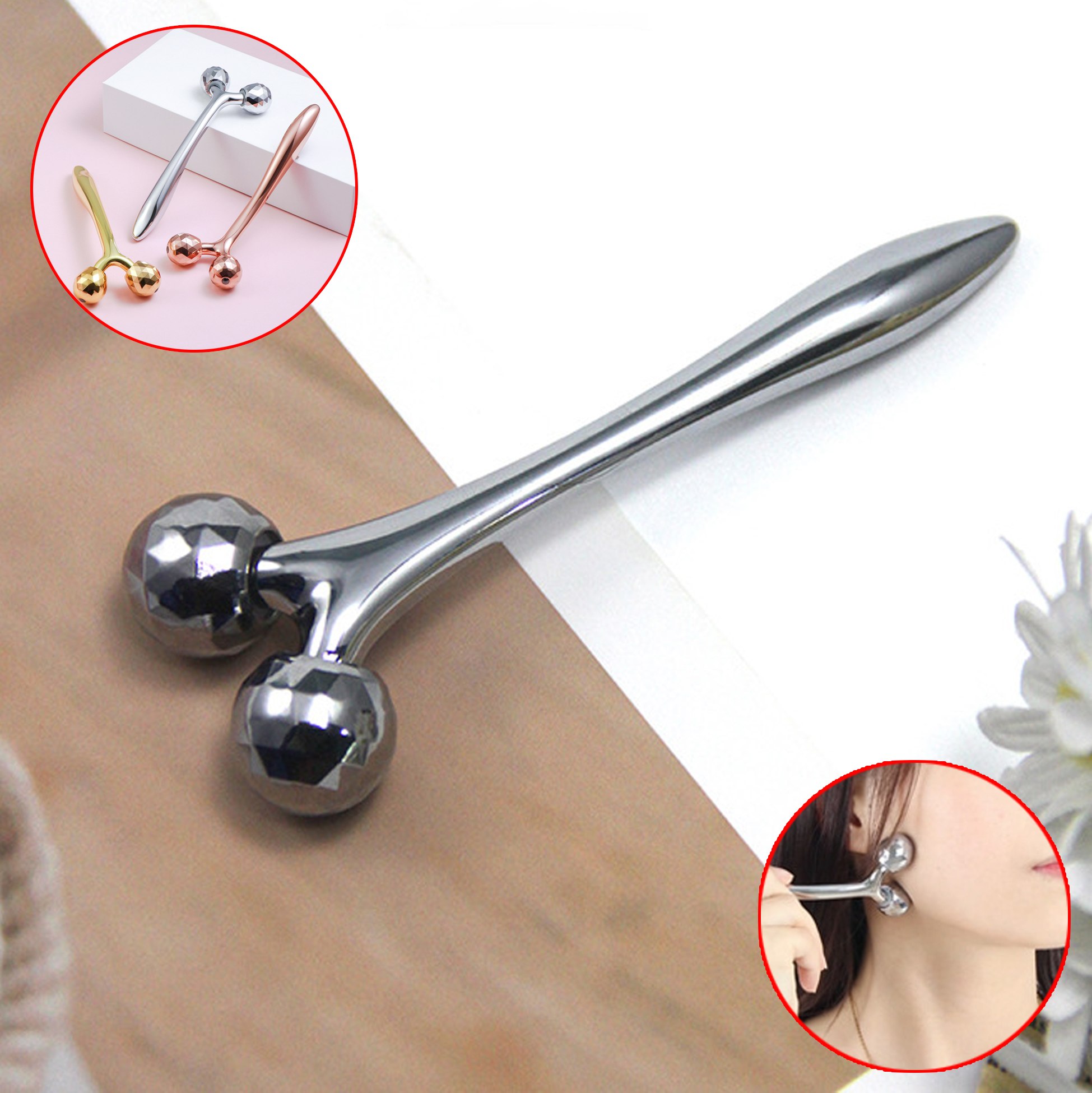 Stainless Steel Facial Roller Massager 
