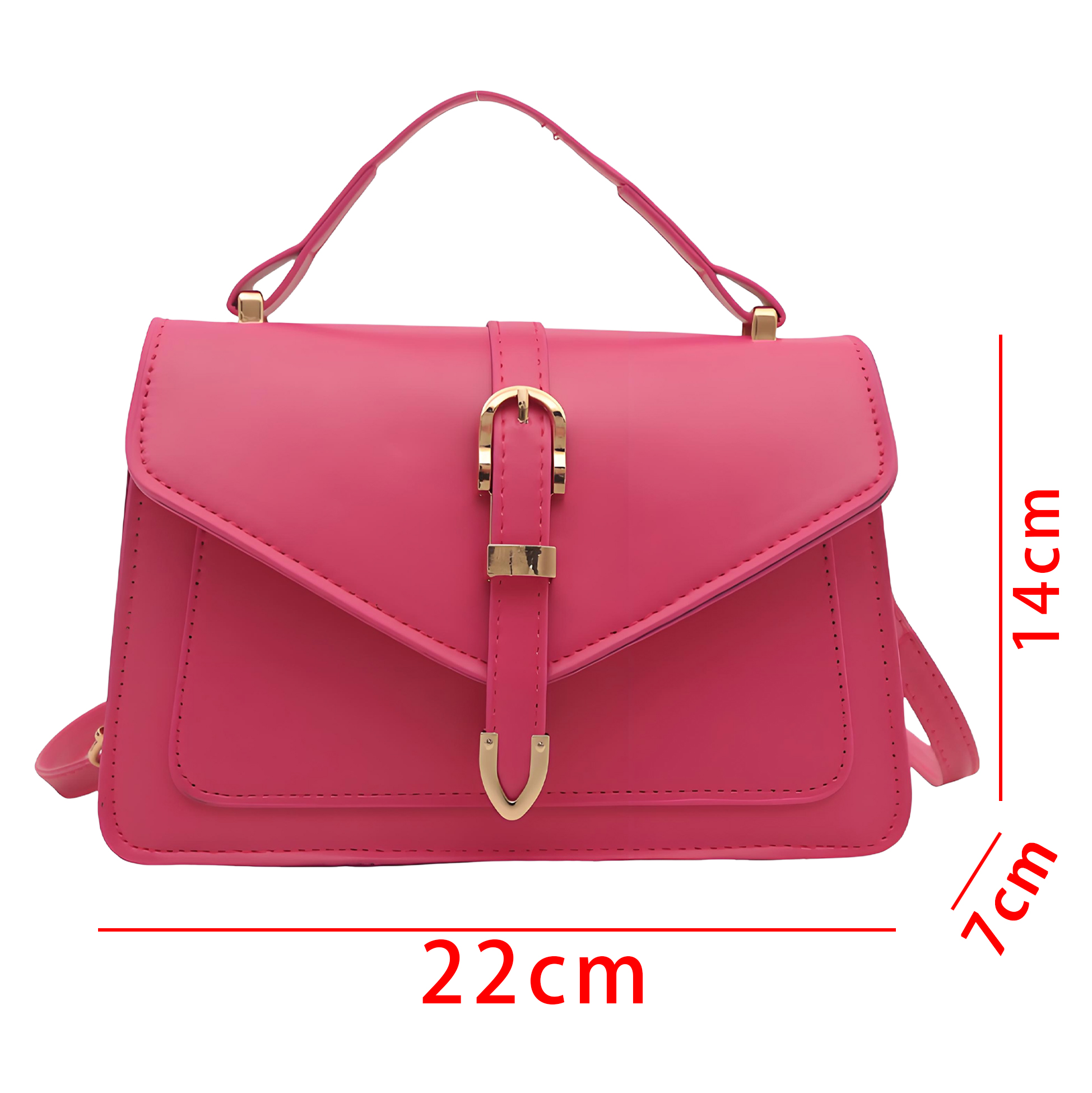 White Faux Leather Flap Shoulder Bag with Gold Buckle