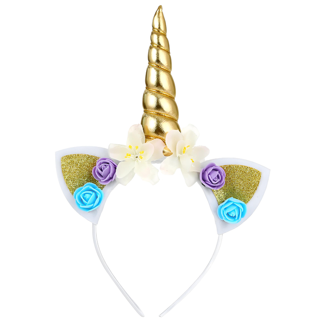 Unicorn Headband with Flower Decorations