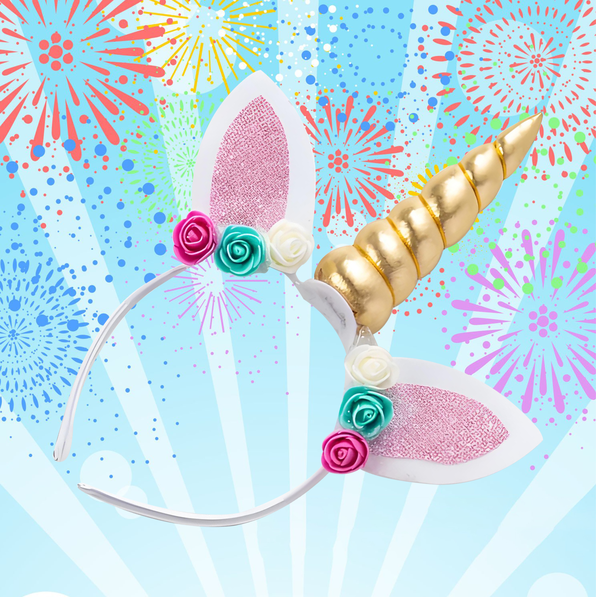 Unicorn Headband with Floral Decorations