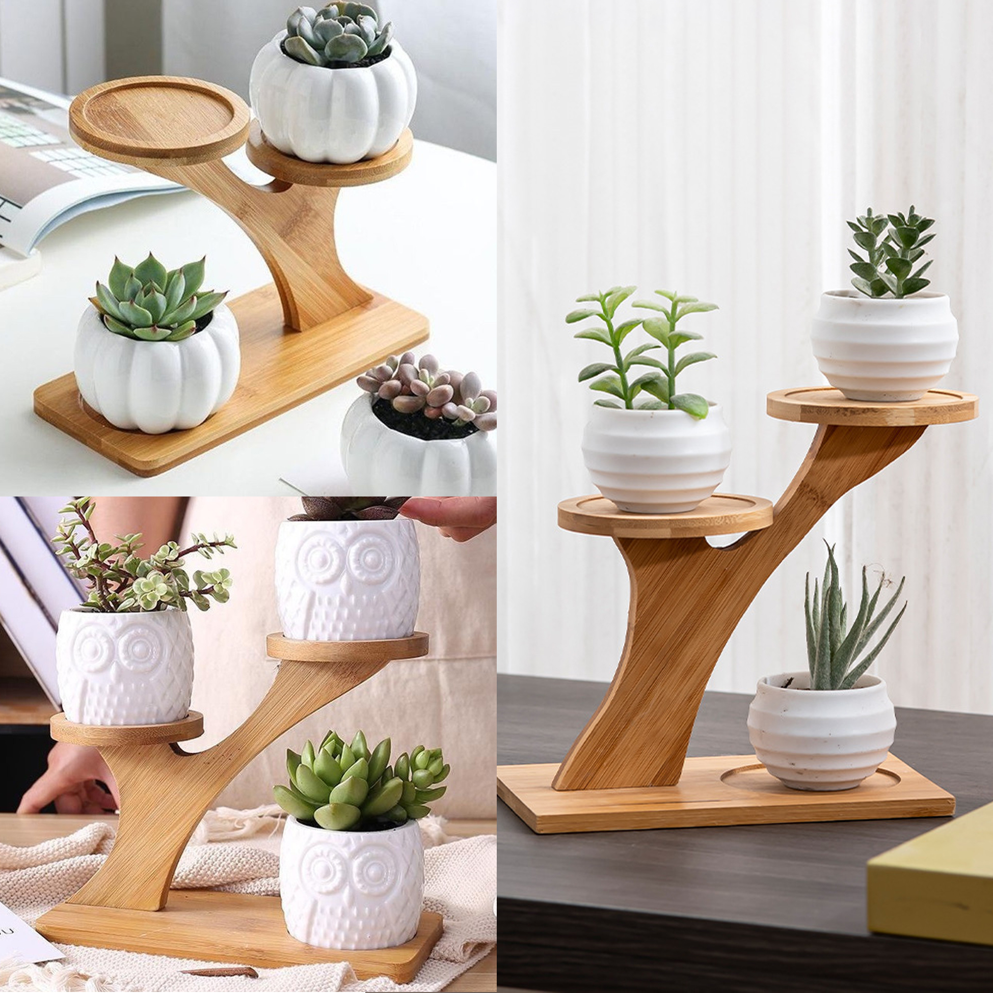 Bamboo Multi - tiered Plant Stand