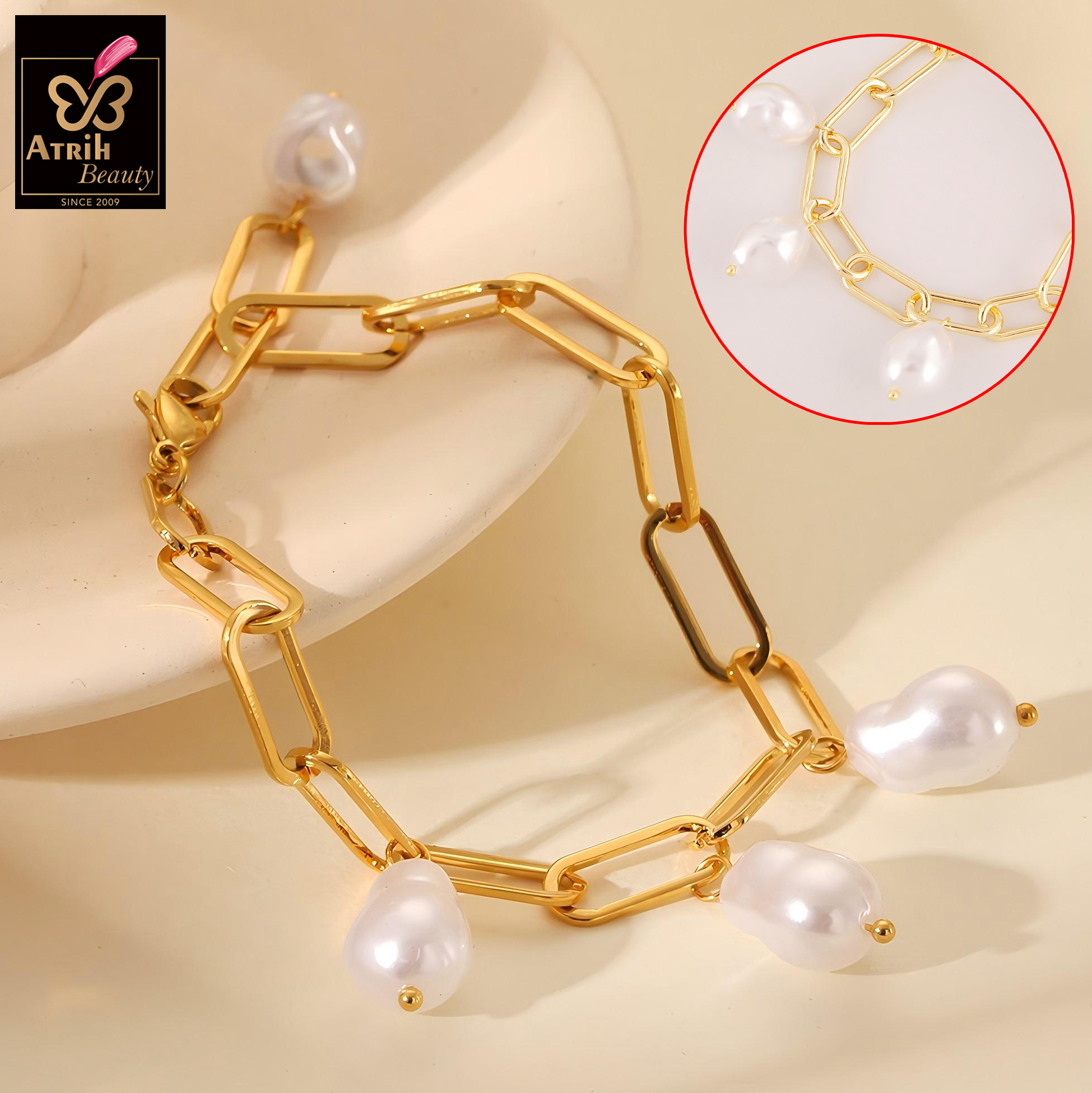 Gold Tone Paperclip Chain Bracelet