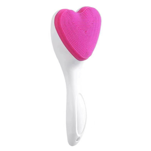Heart Shaped Silicone Facial Cleansing Brush with Handle
