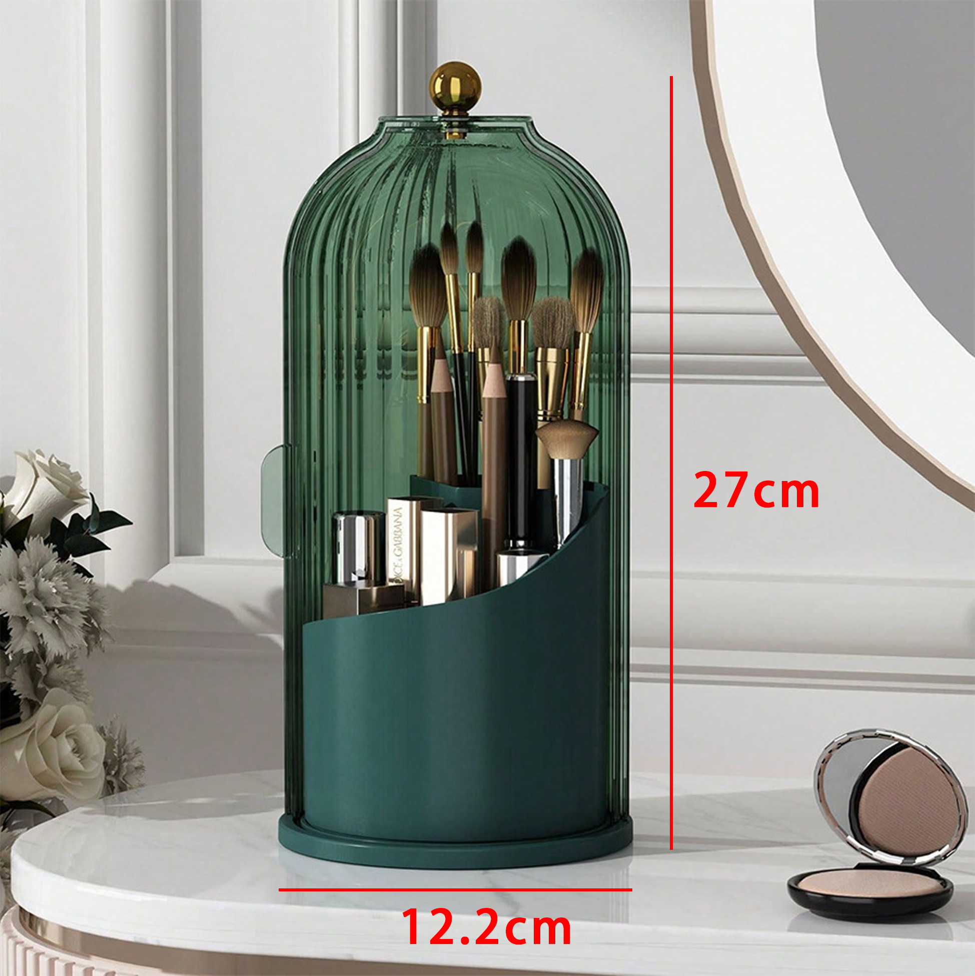 Rotating Makeup Brush Holder with Cover